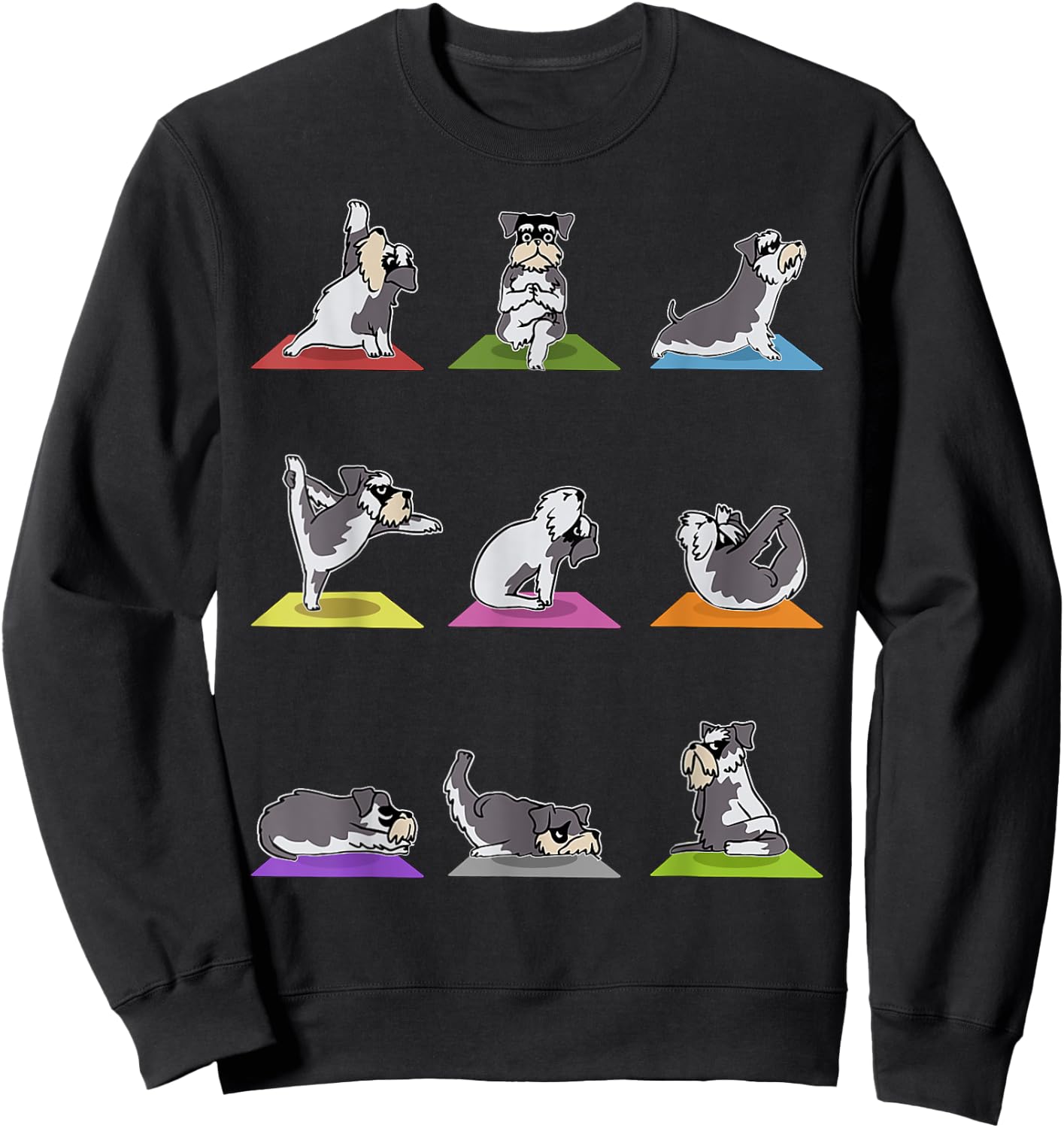 Funny Miniature Schnauzer Dogs Yoga Poses Meditation Lovers Sweatshirt - Sweatshirt | Black