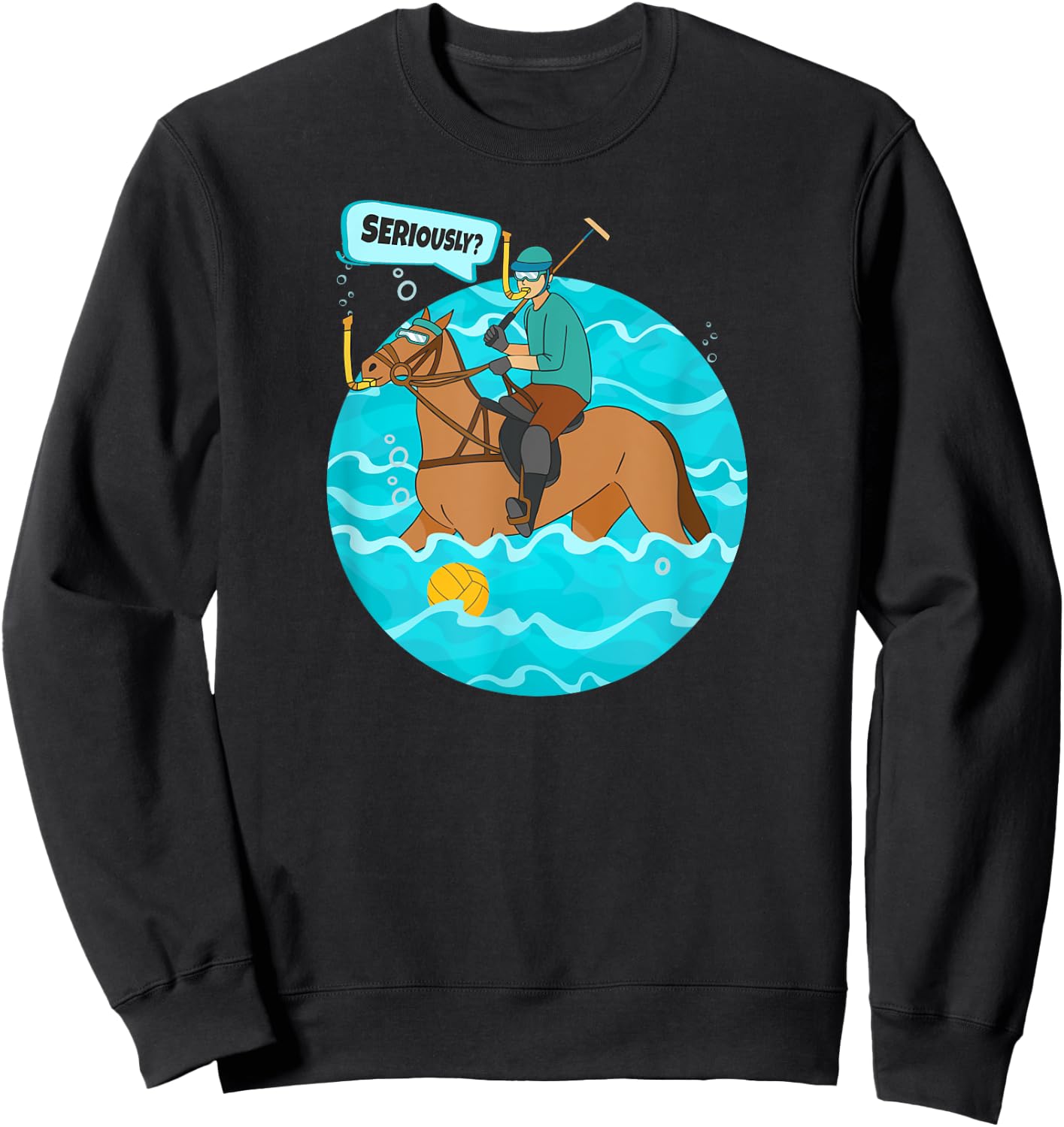 Funny Water Polo Player on Horse Playing Water Polo Sweatshirt - Sweatshirt | Black
