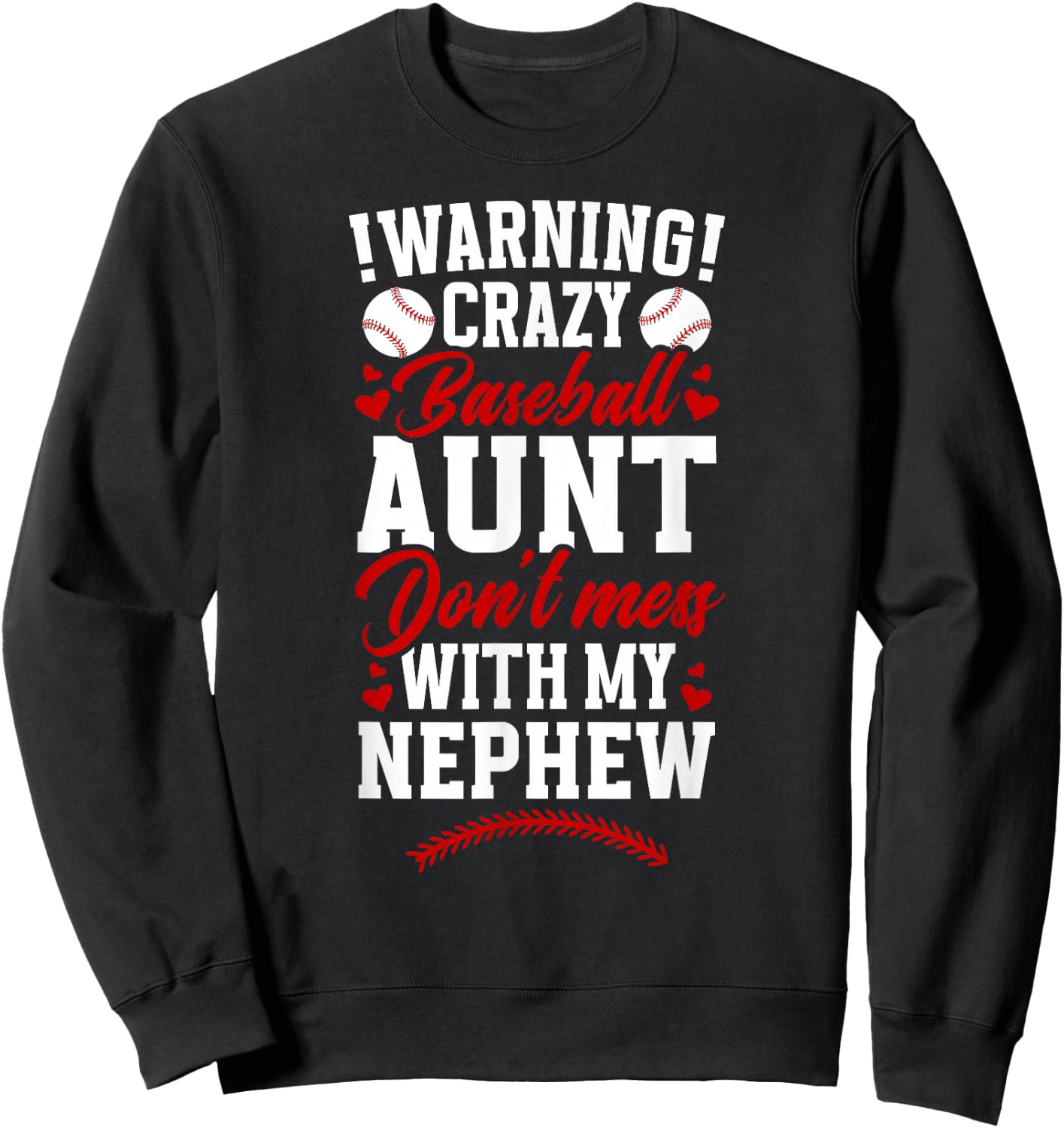 Crazy Baseball Aunt Of A Baseball Player Auntie Sweatshirt - Sweatshirt | Black