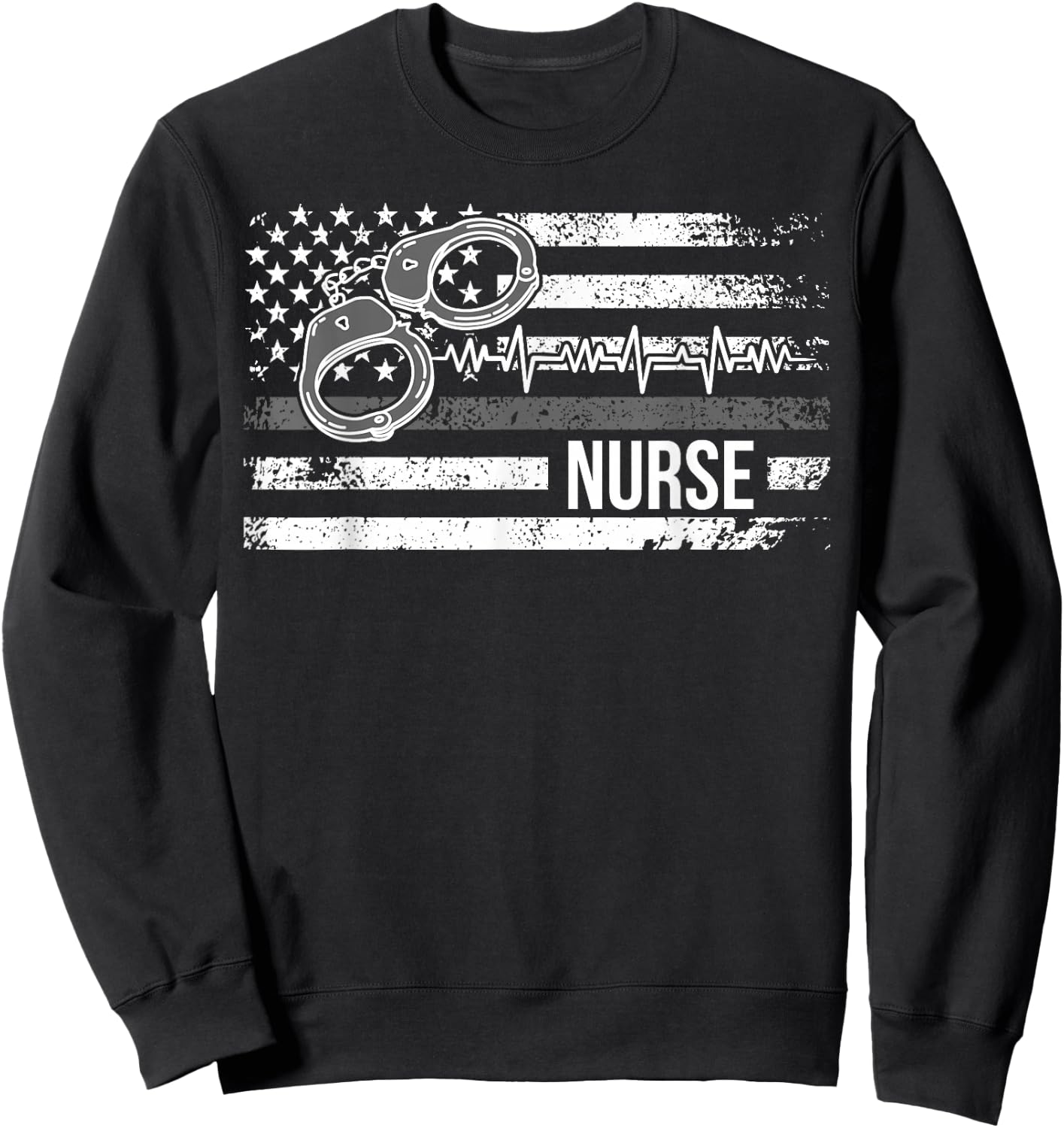 Correctional Nurse American Flag Corrections Nursing Sweatshirt - Sweatshirt | Black