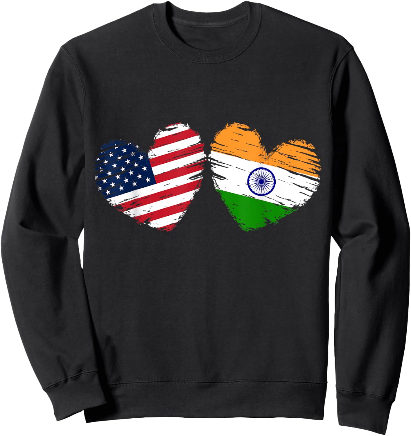 USA India Flag Heart Valentines Day Indian American Sweatshirt - Sweatshirt | Black
