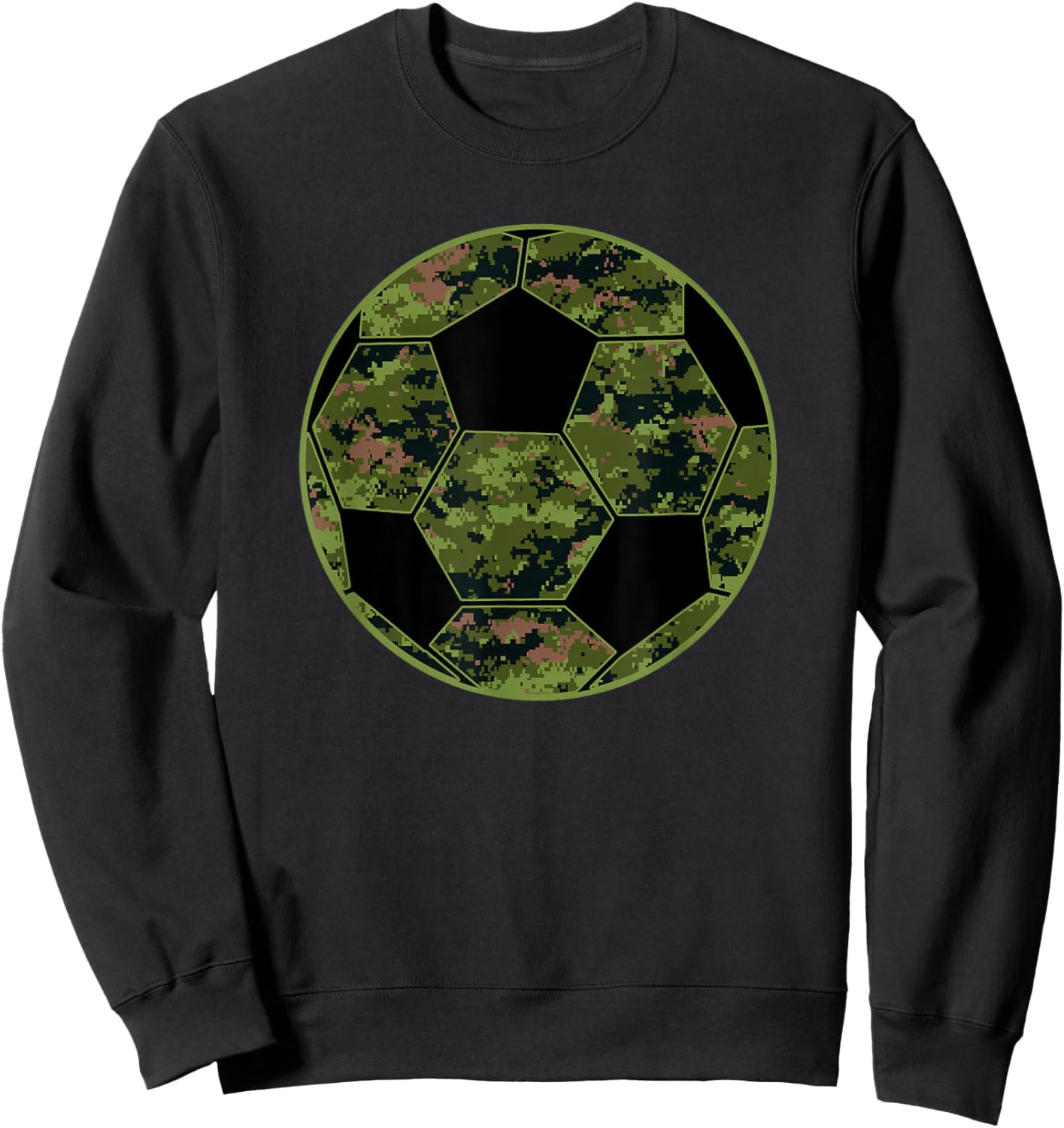 Green Camo Camouflage Soccer Ball Sweatshirt - Sweatshirt | Black