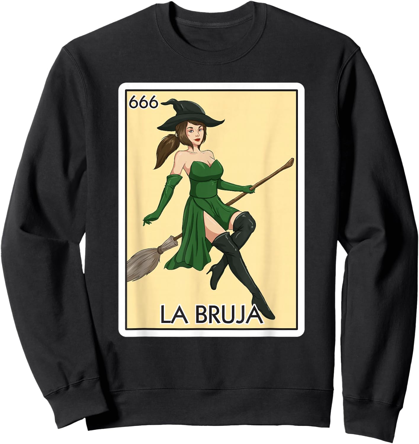 La Bruja The Witch Card Mexican Lottery Card La Bruja Sweatshirt - Sweatshirt | Black