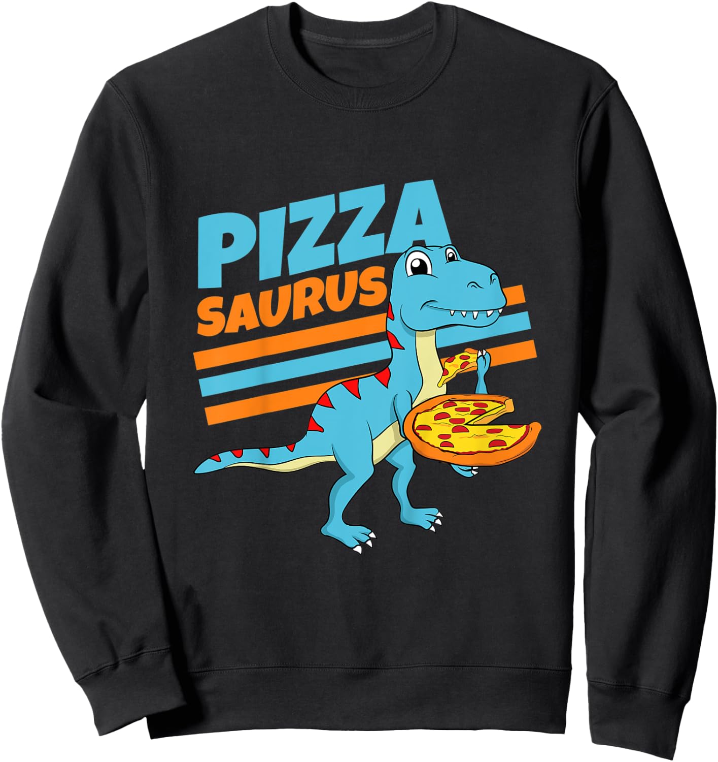 Kids Pizzasaurus Pizza Dino Dinosaur T-Rex Pizza For Toddler Boy Sweatshirt - Sweatshirt | Black