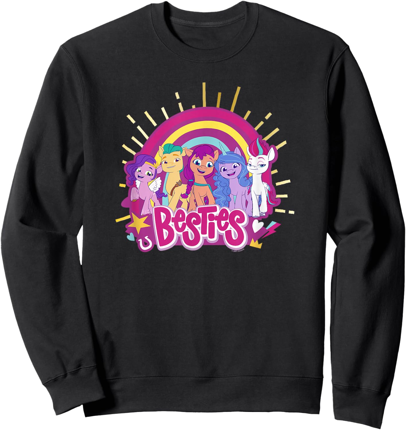My Little Pony: A New Generation Besties Group Rainbow Sweatshirt - Sweatshirt | Black