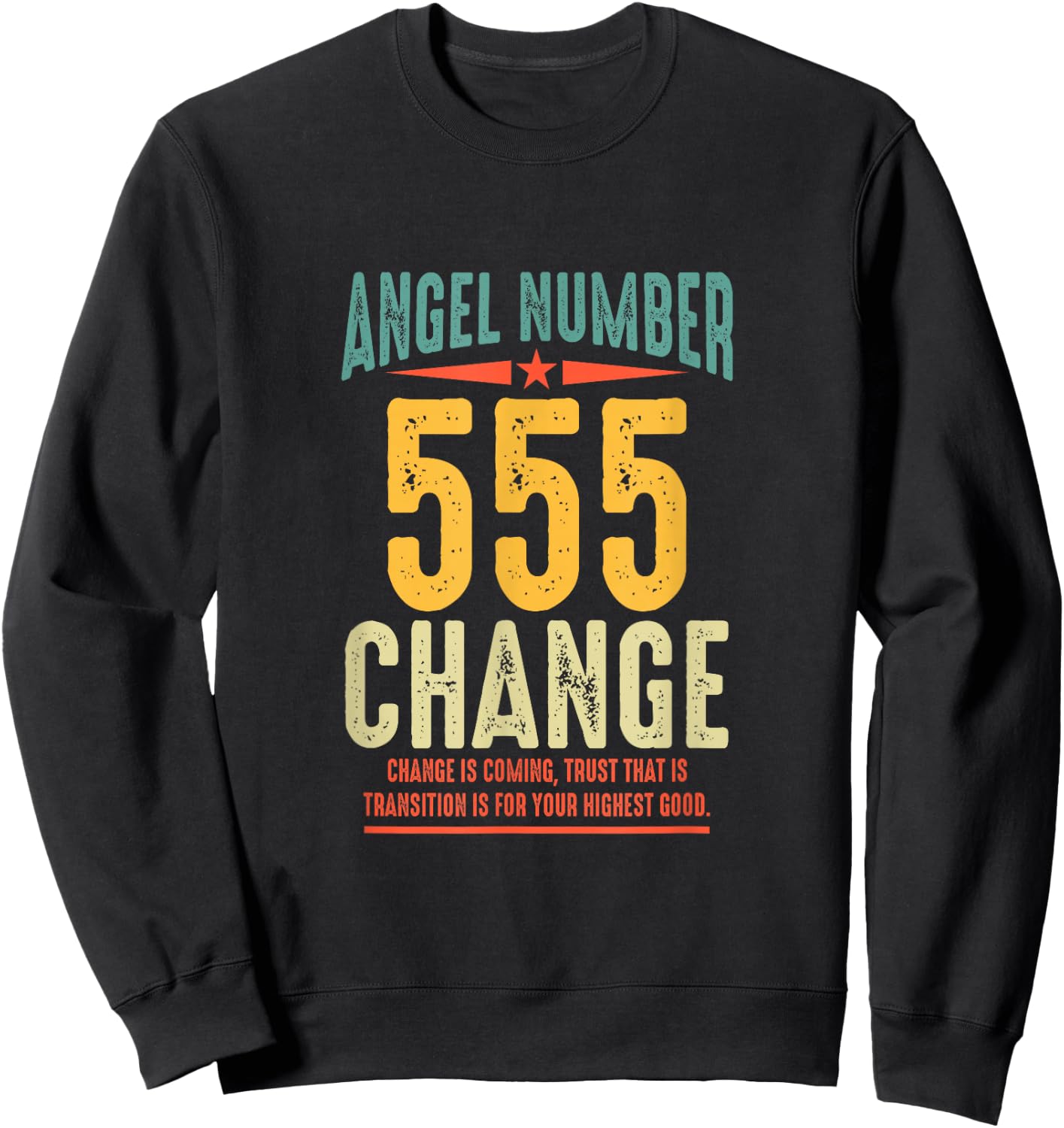 Angel Number 555 Change Retro Vintage Numerology Spiritual Sweatshirt - Sweatshirt | Black