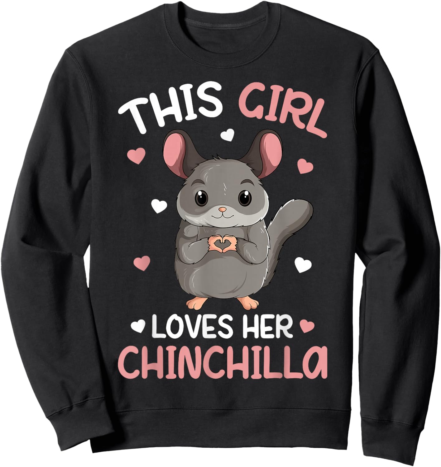 This Girl loves her Chinchilla Kids Girls Sweatshirt - Sweatshirt | Black