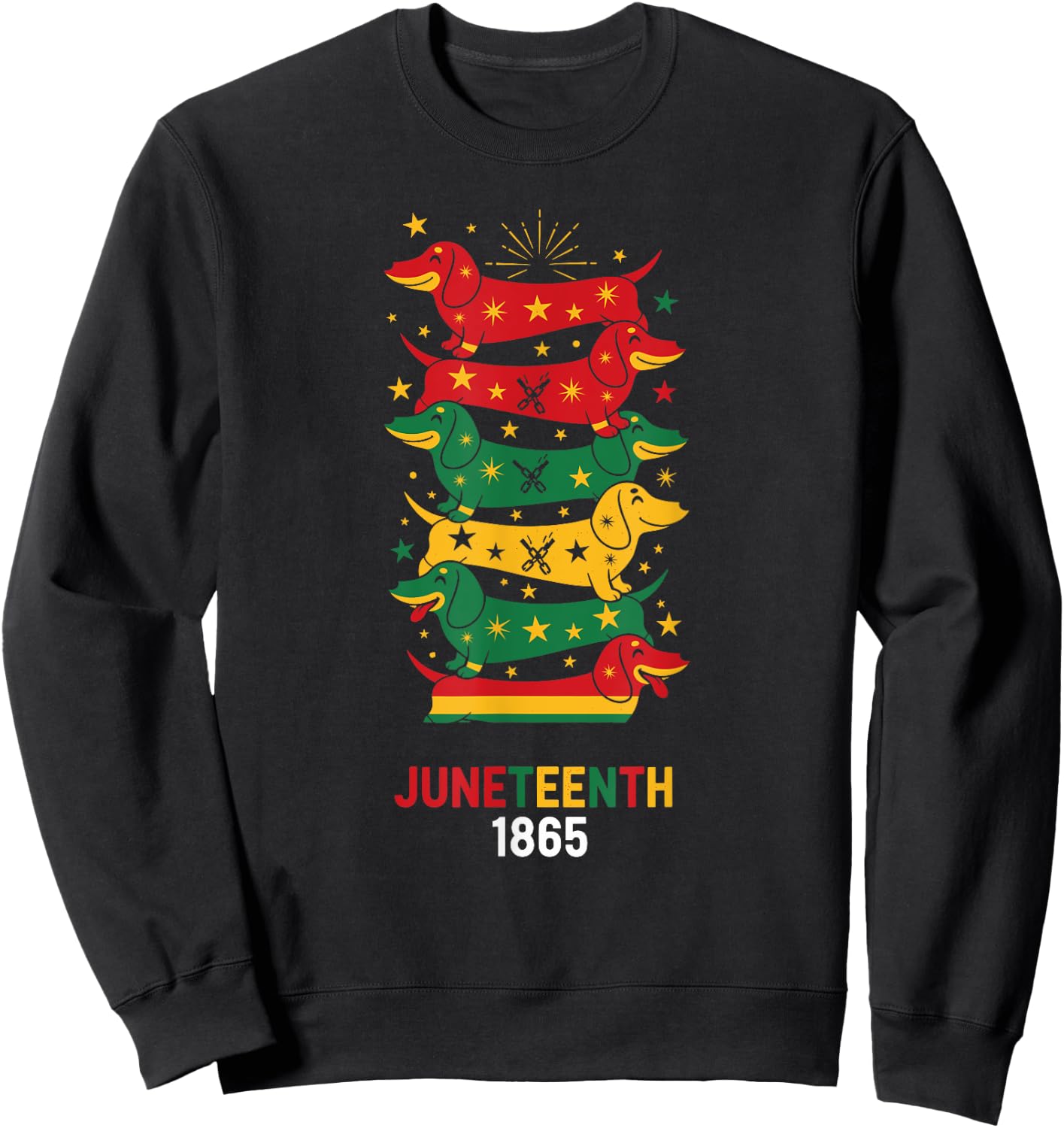 Funny Dachshund Pan African Flag Juneteenth Kids Sweatshirt - Sweatshirt | Black