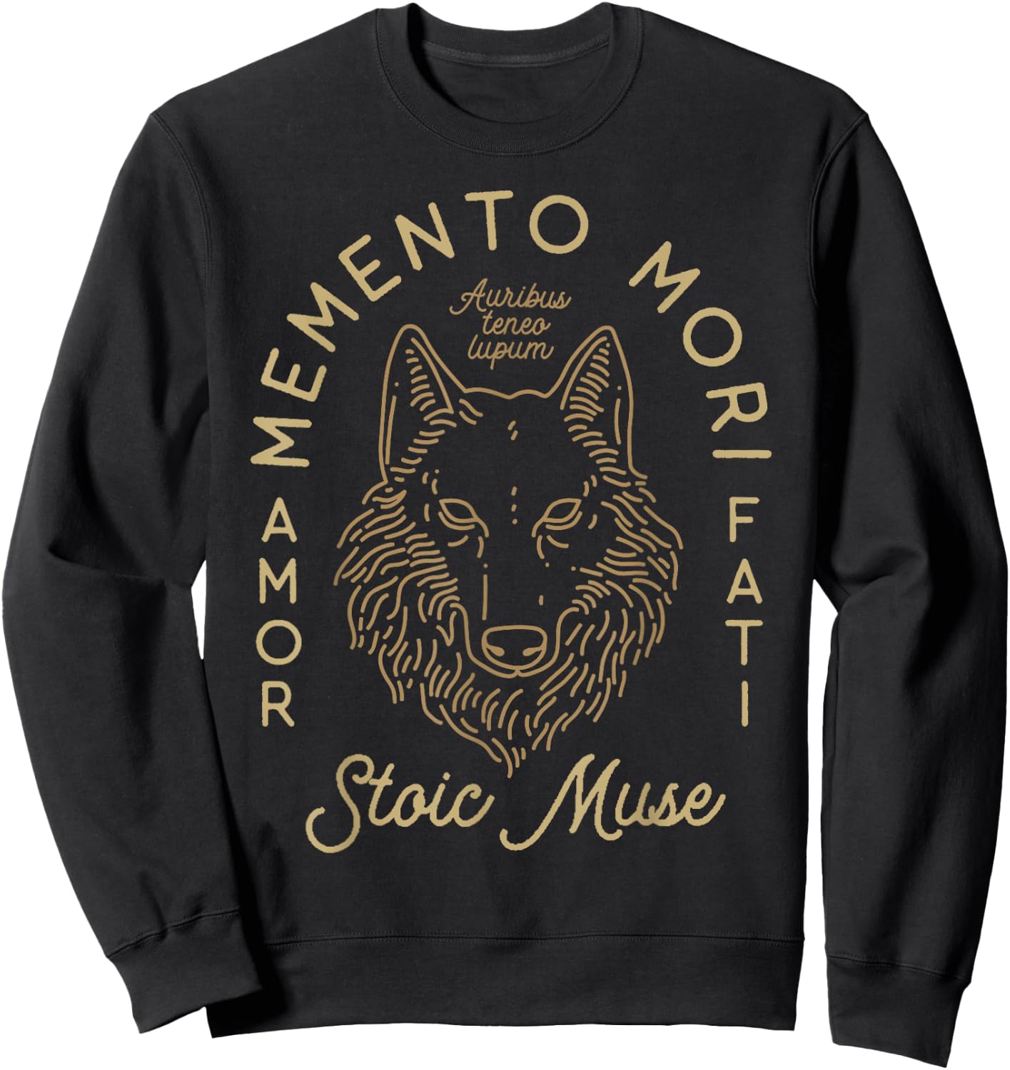 Auribus Teneo Lupum Memento Mori Amor Fati Wolf Graphic Sweatshirt - Sweatshirt | Black