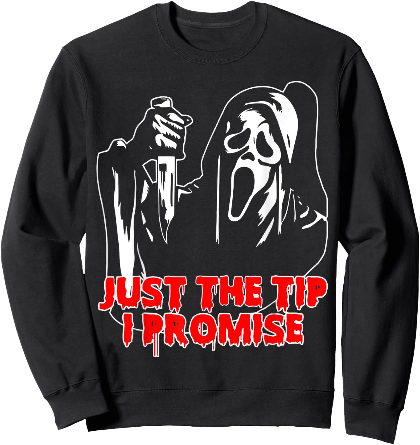 Men Just The Tip I Promise - Horror skeleton skull Halloween Sweatshirt - Sweatshirt | Black