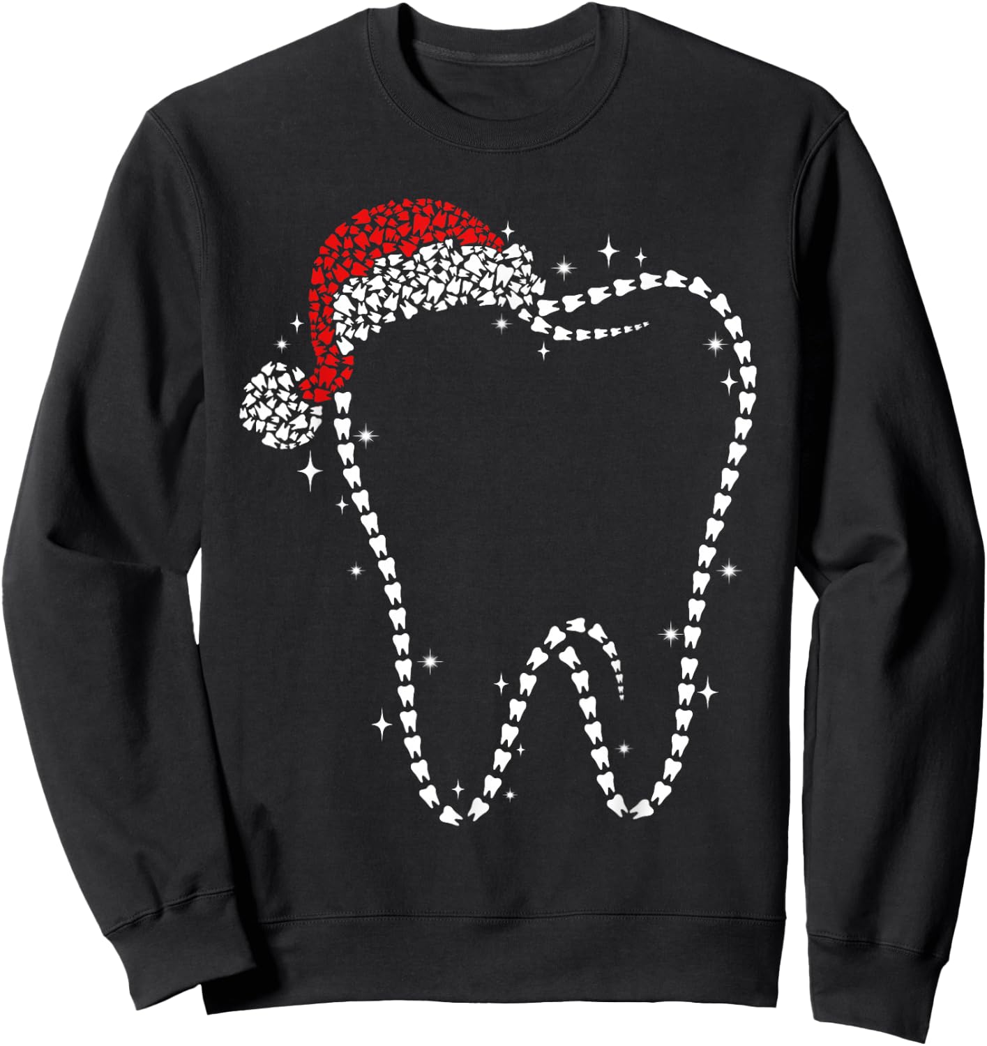 Funny Christmas Tooth Santa Hat Dental Life Dentist Holiday Sweatshirt - Sweatshirt | Black