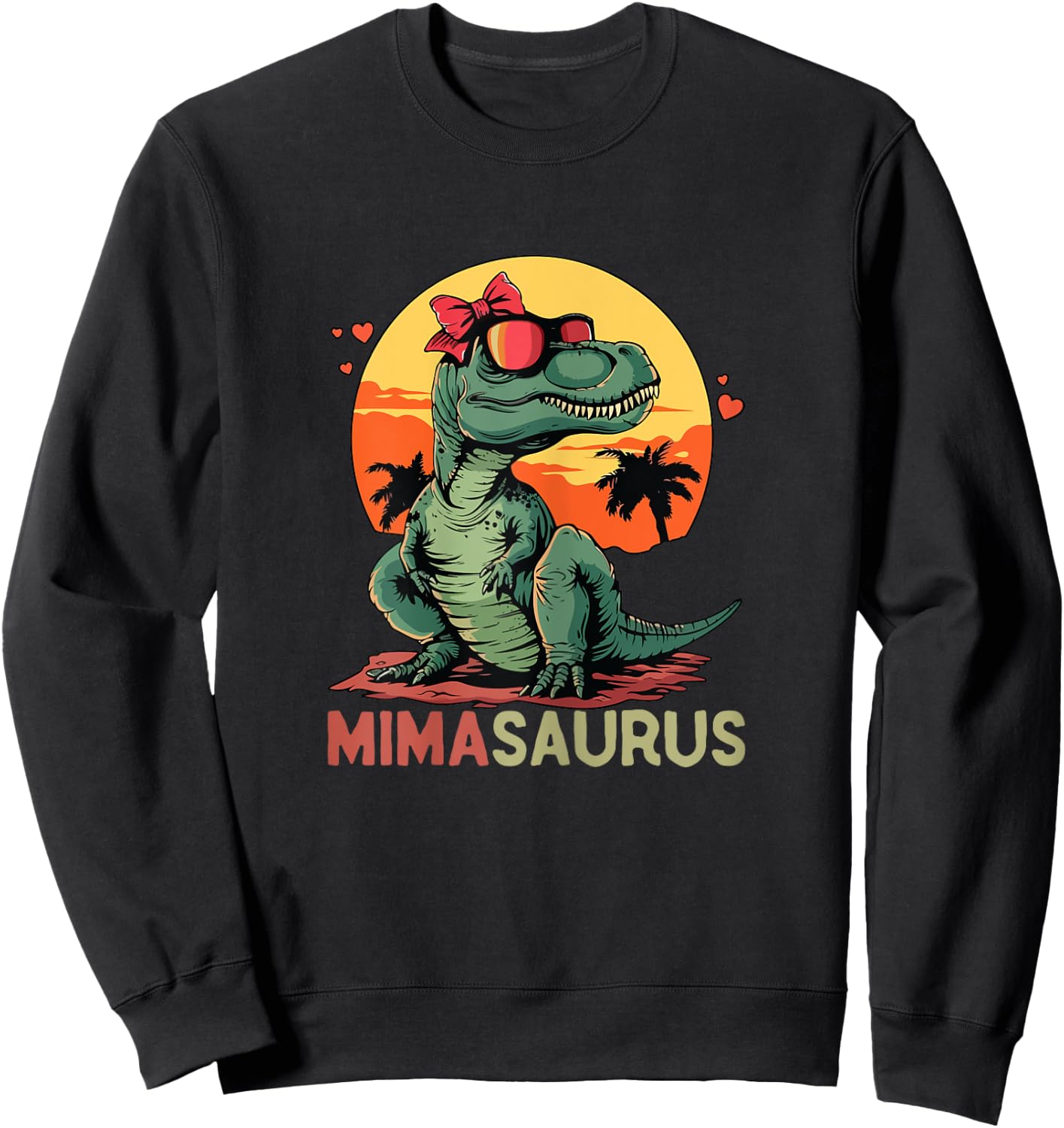 MimaSaurus Dino Dinosaur Mima-Saurus T-Rex Mother's Day Trex Sweatshirt - Sweatshirt | Black