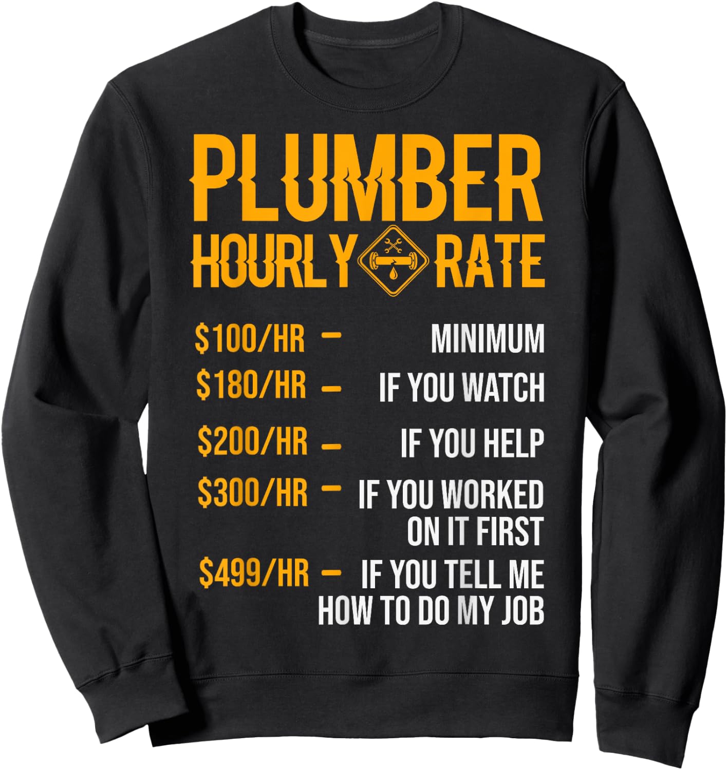 Funny Plumber Men's - Plumber Hourly Rate Sweatshirt - Sweatshirt | Black