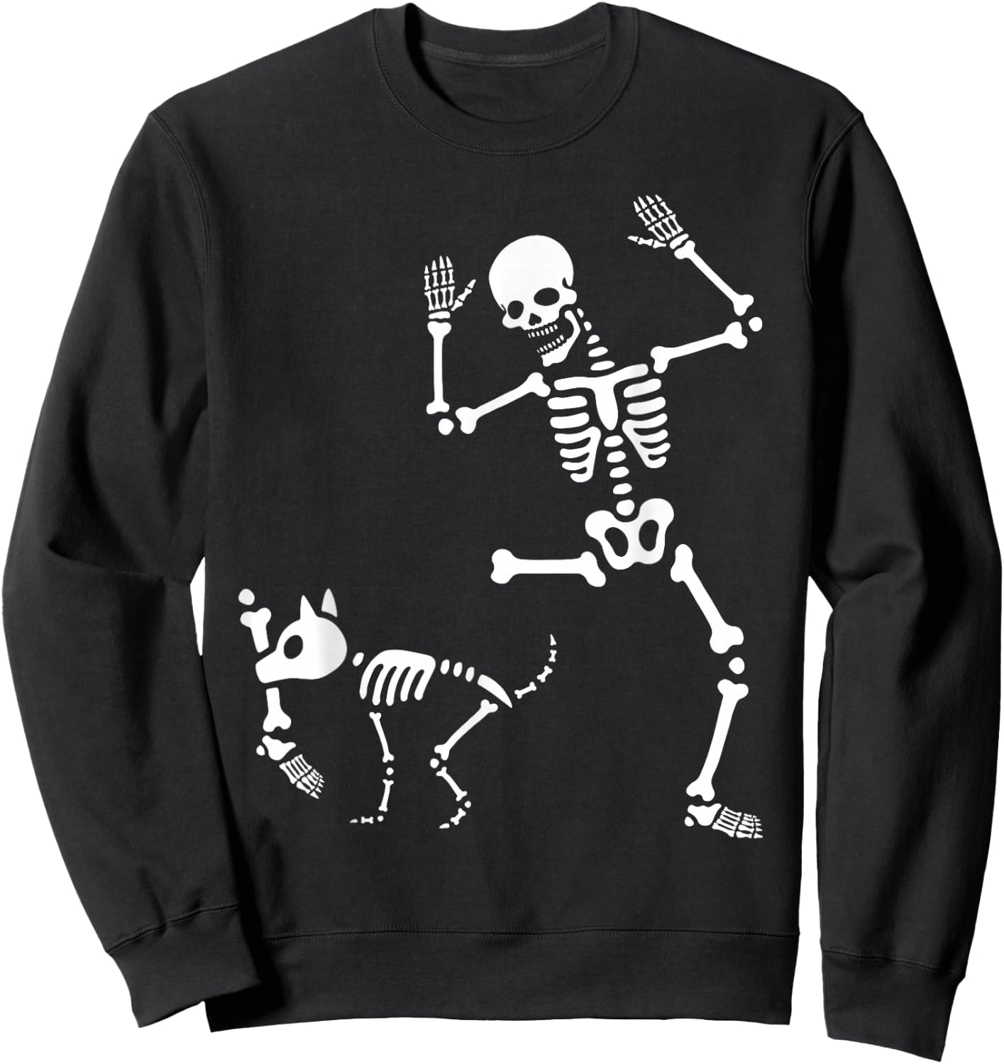 Skeleton Bones Halloween Dog Trick Or Treating Puppy Breeder Sweatshirt - Sweatshirt | Black