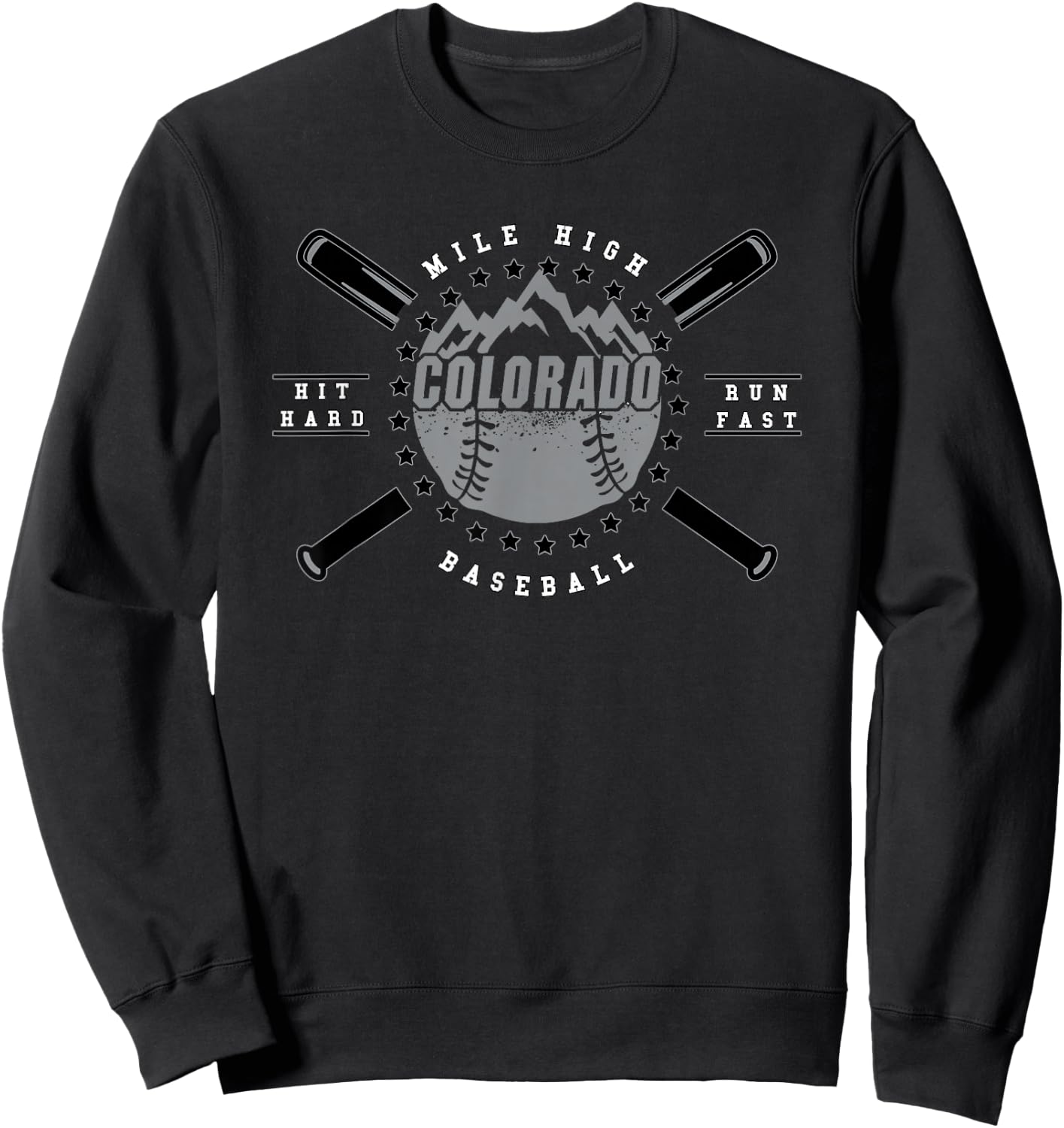 Colorado Baseball - Rocky Mountains Graphic Design Sweatshirt - Sweatshirt | Black