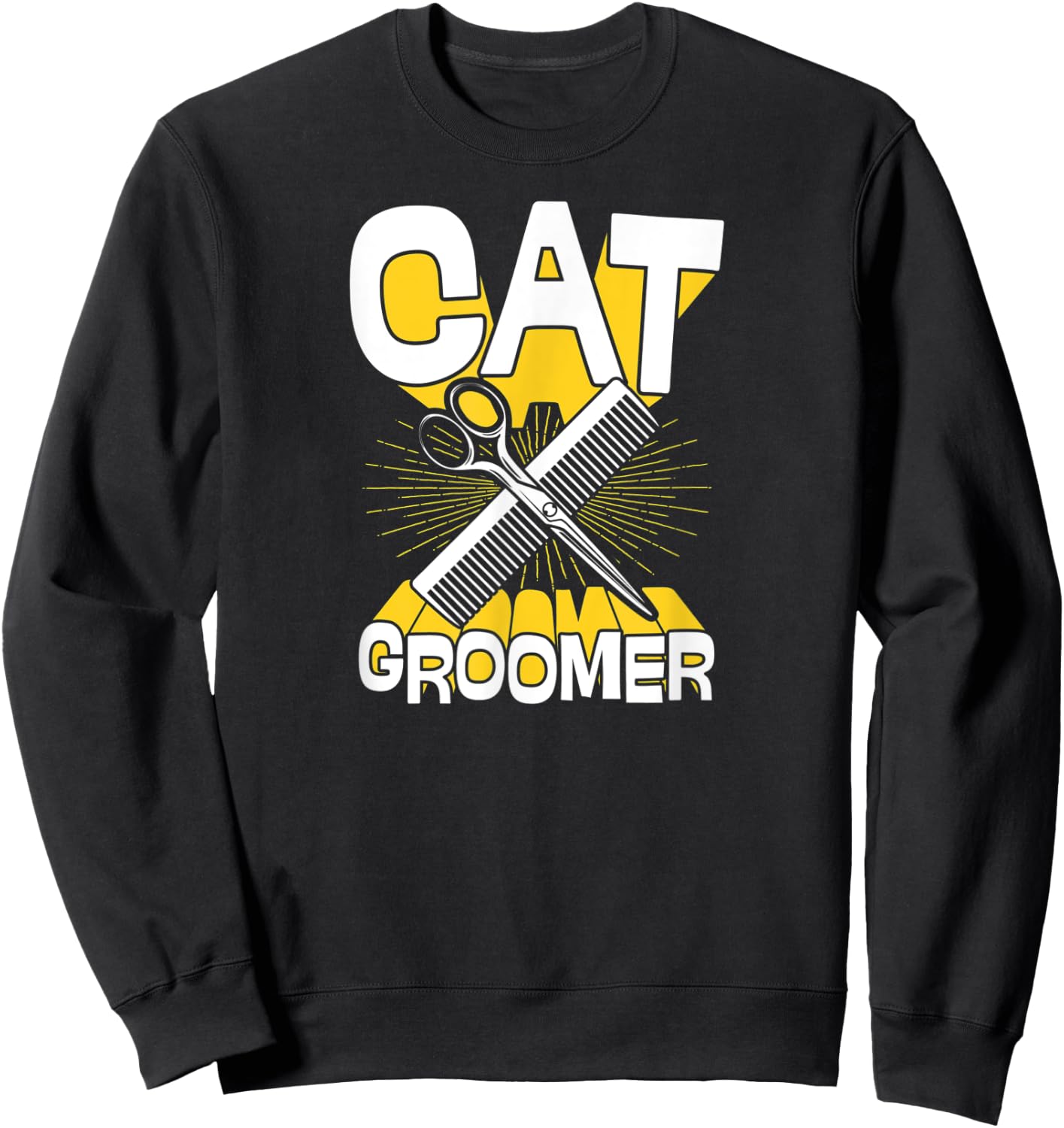 Cat Groomer Cute Retro Vintage Style Funny Comb Scissors Women Sweatshirt - Sweatshirt | Black