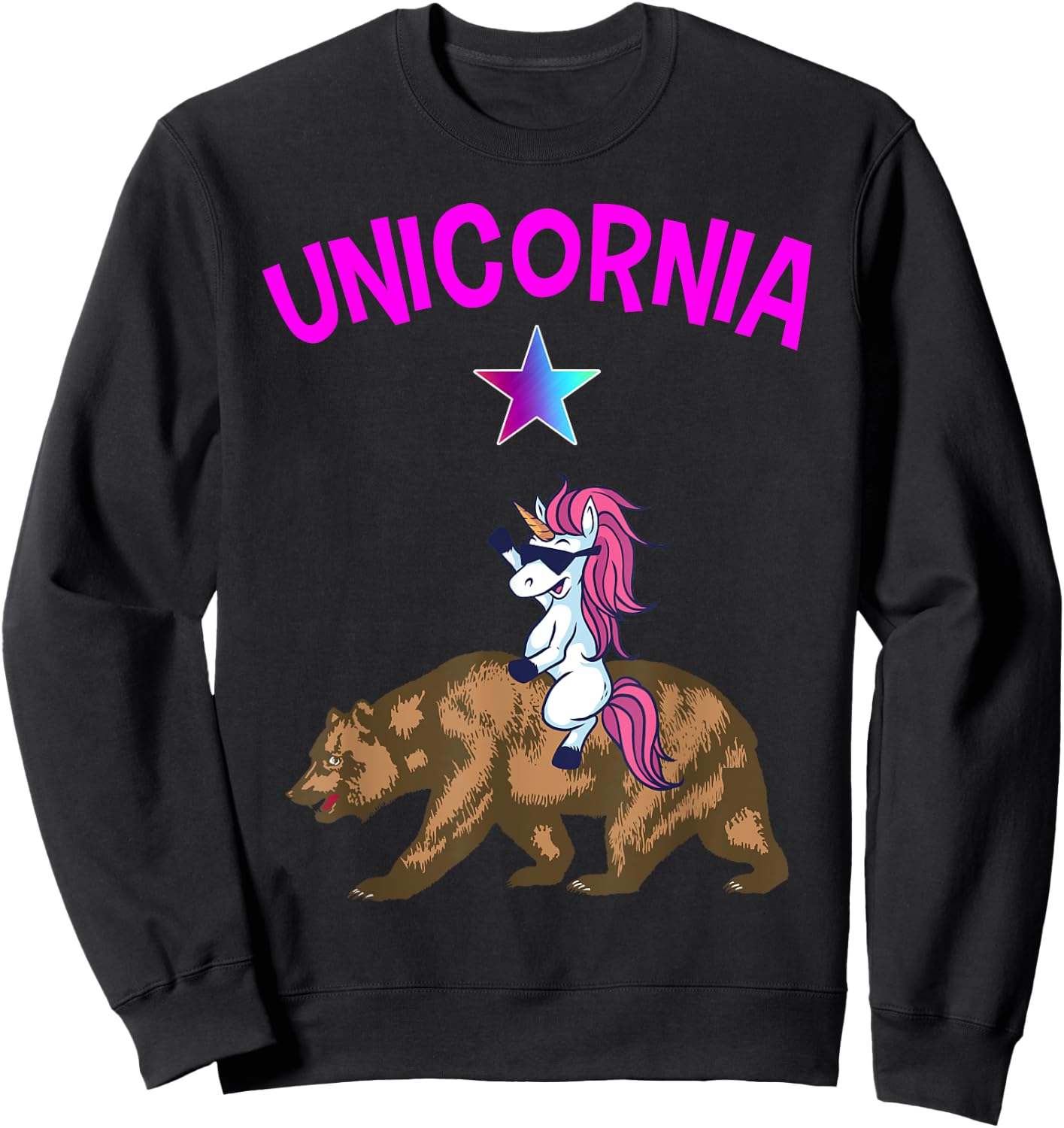 Unicornia Shirt Funny California Unicorn Gift Sweatshirt - Sweatshirt | Black