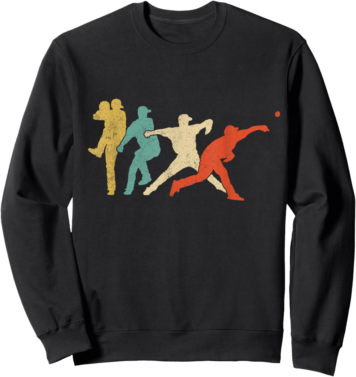 Baseball Player Pitcher Retro Team Matching Sweatshirt - Sweatshirt | Black