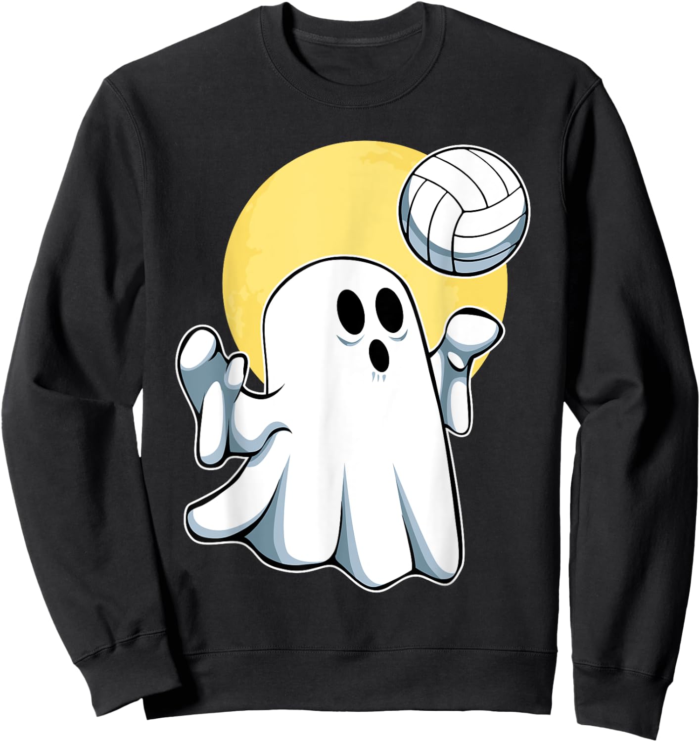 Ghost Volleyball Player Lazy Halloween Costume Cute Sport Sweatshirt - Sweatshirt | Black