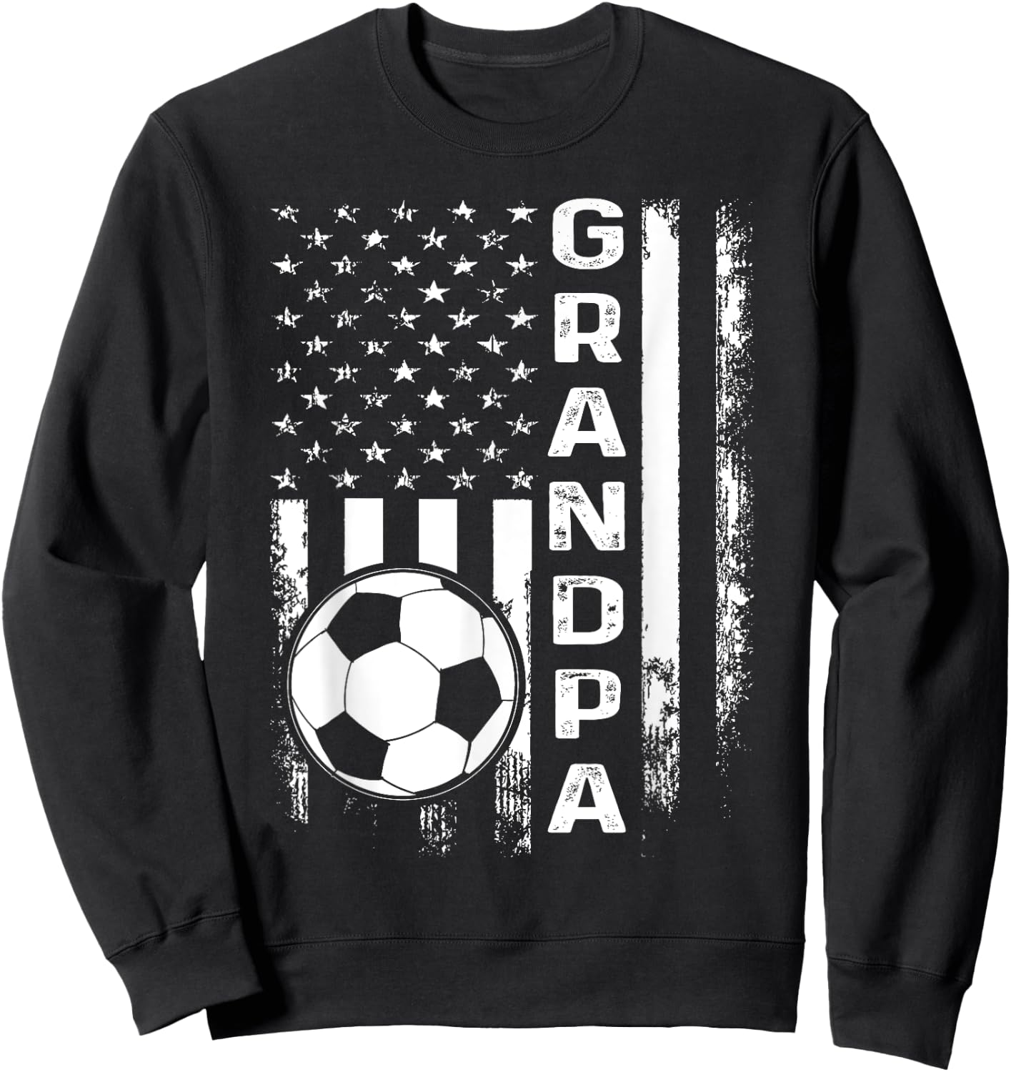 Soccer Grandpa American Flag Vintage Christmas Xmas Women Kids Men Sweatshirt - Sweatshirt | Black