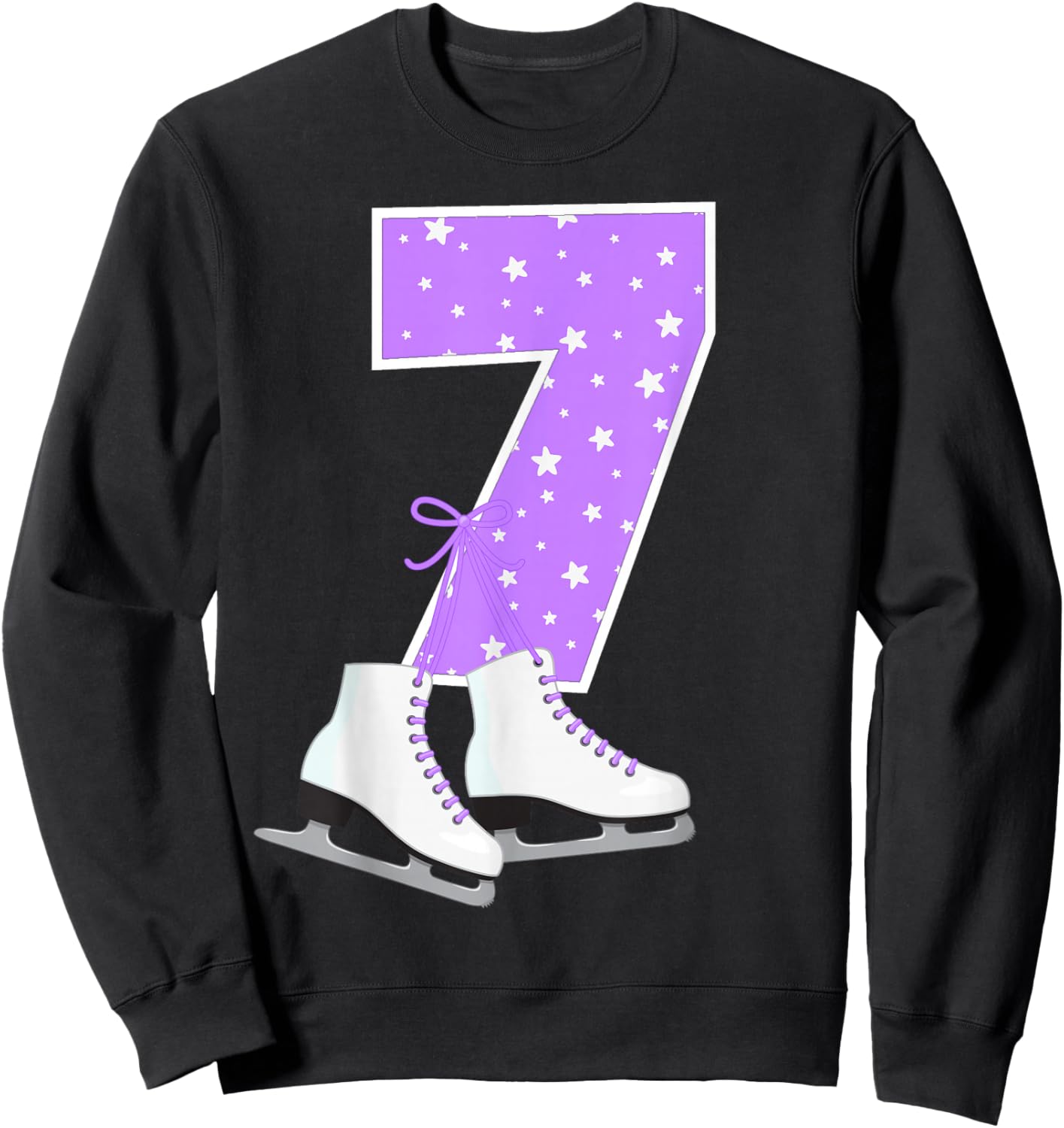 Kids Ice Skating 7 Years I'm 7 Birthday Girl Ice Skate Party Sweatshirt - Sweatshirt | Black