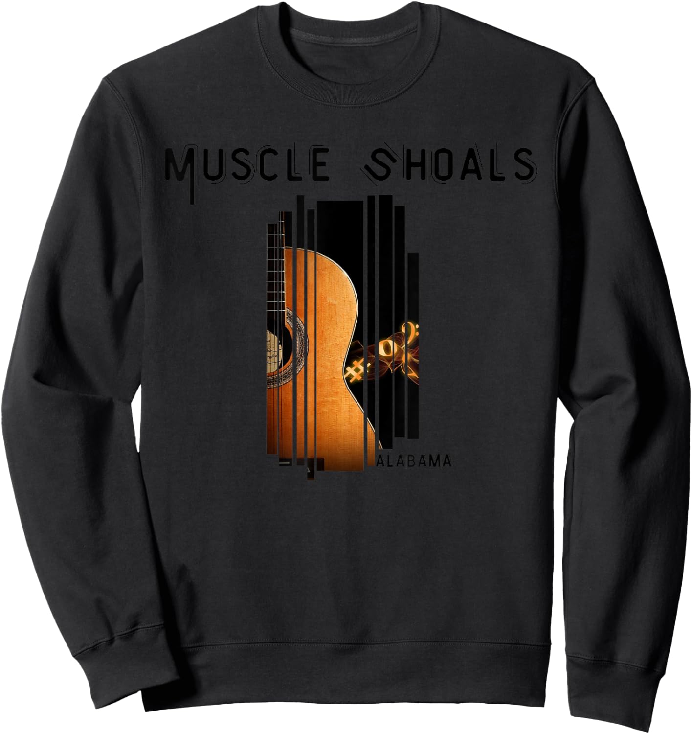 Muscle Shoals Alabama AL Distressed Grunge Text Music City Sweatshirt - Sweatshirt | Black