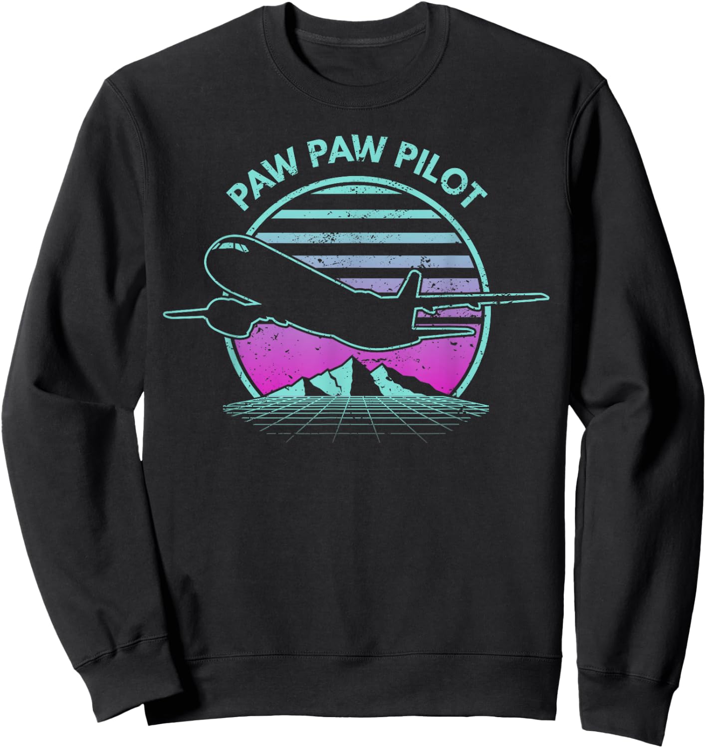 Paw Paw Pilot Father's Day Retro Pilot Aviation Sweatshirt - Sweatshirt | Black