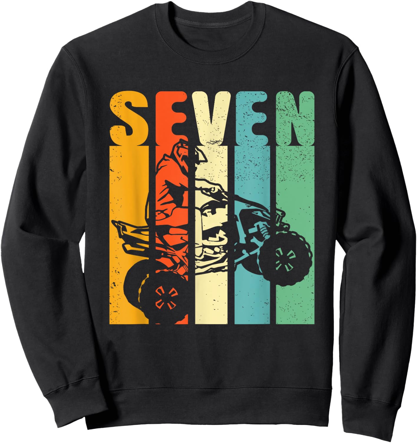 7th Birthday ATV Off Road Four Wheeler Quad Bike Mud Racing Sweatshirt - Sweatshirt | Black