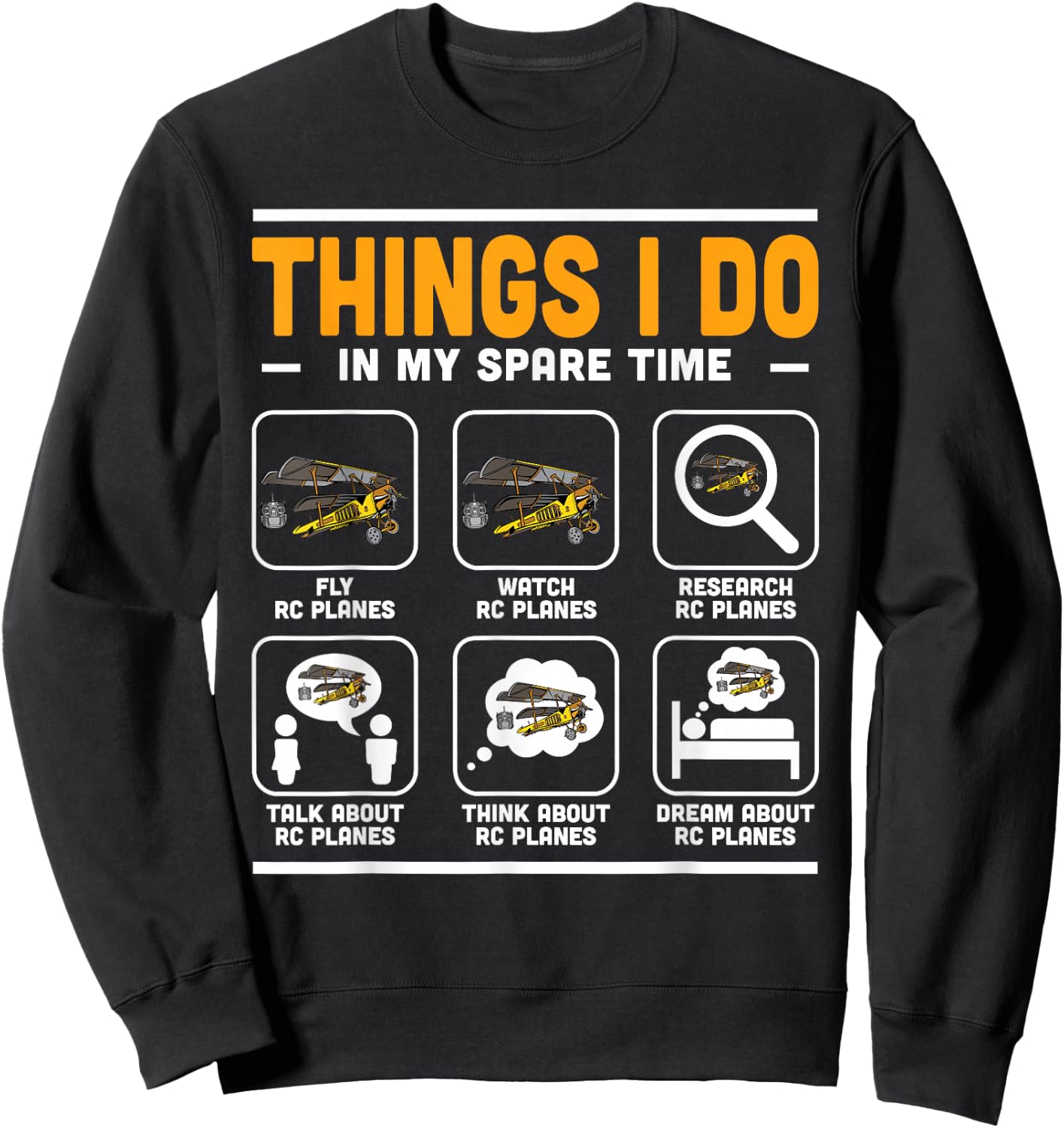 Things I Do In My Spare Time Men RC Plane Enthusiast Sweatshirt - Sweatshirt | Black