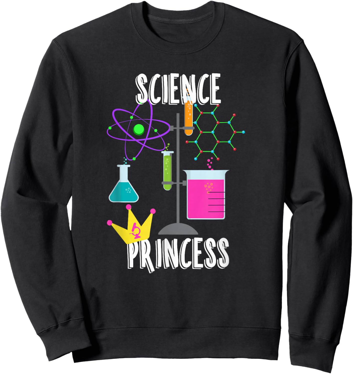 Science Princess Chemistry with Crown Sweatshirt - Sweatshirt | Black