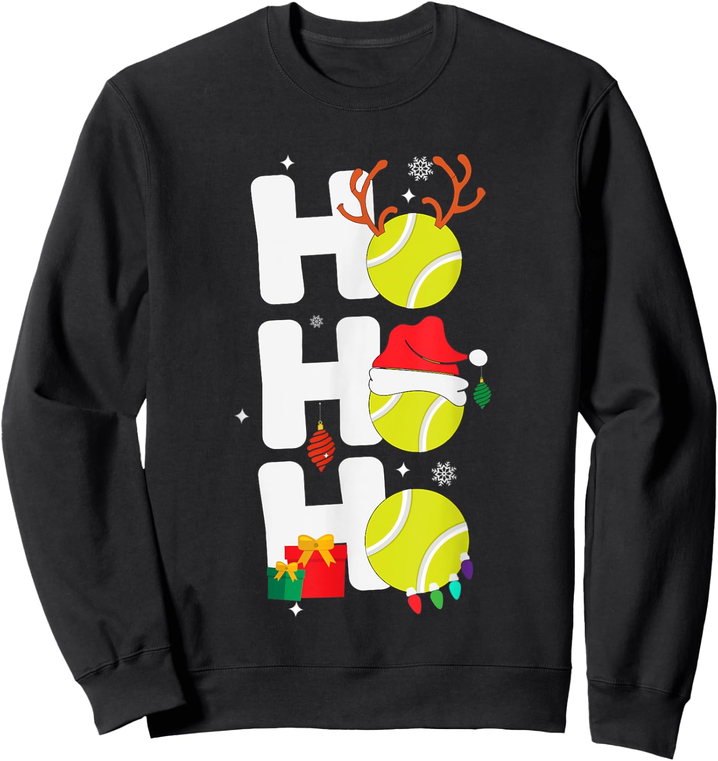 Christmas Funny Ho Ho Ho tennis Santa Lover Sweatshirt - Sweatshirt | Black
