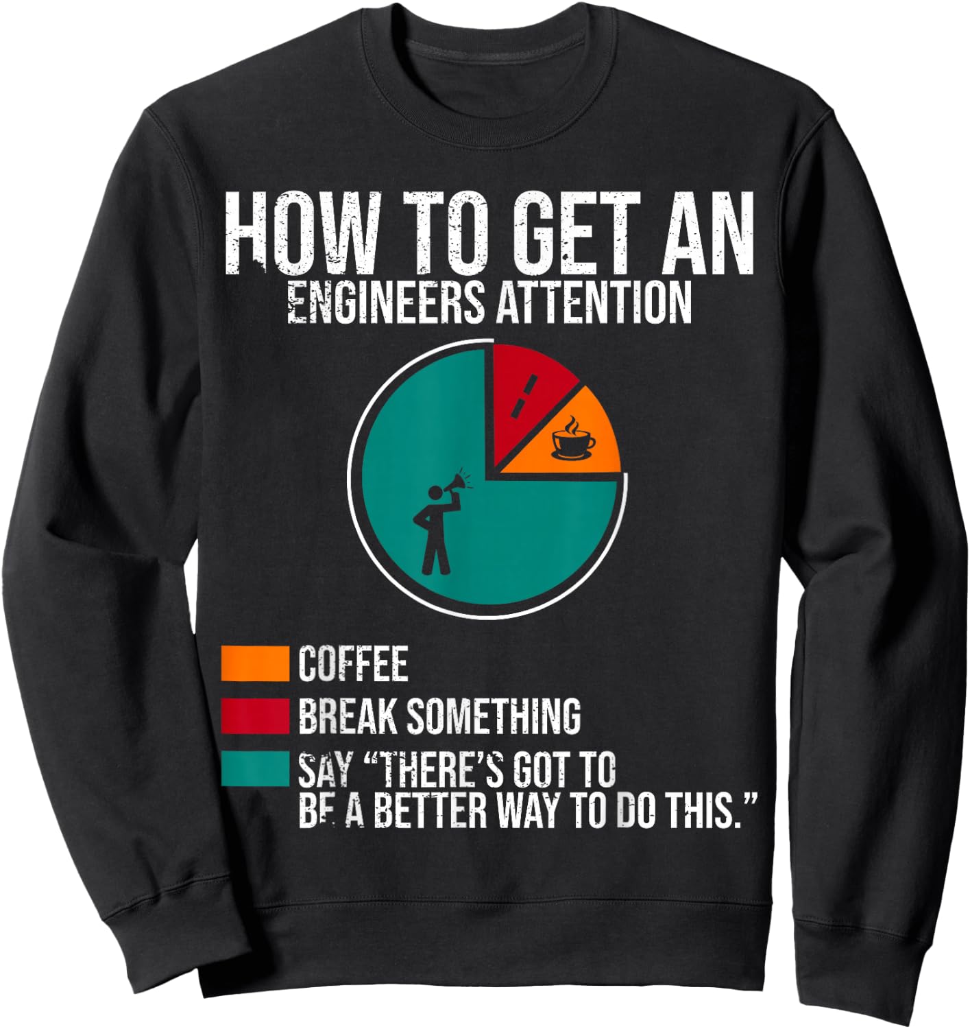 How to Get Engineers Attention Funny Coffee Work Humor Sweatshirt - Sweatshirt | Black