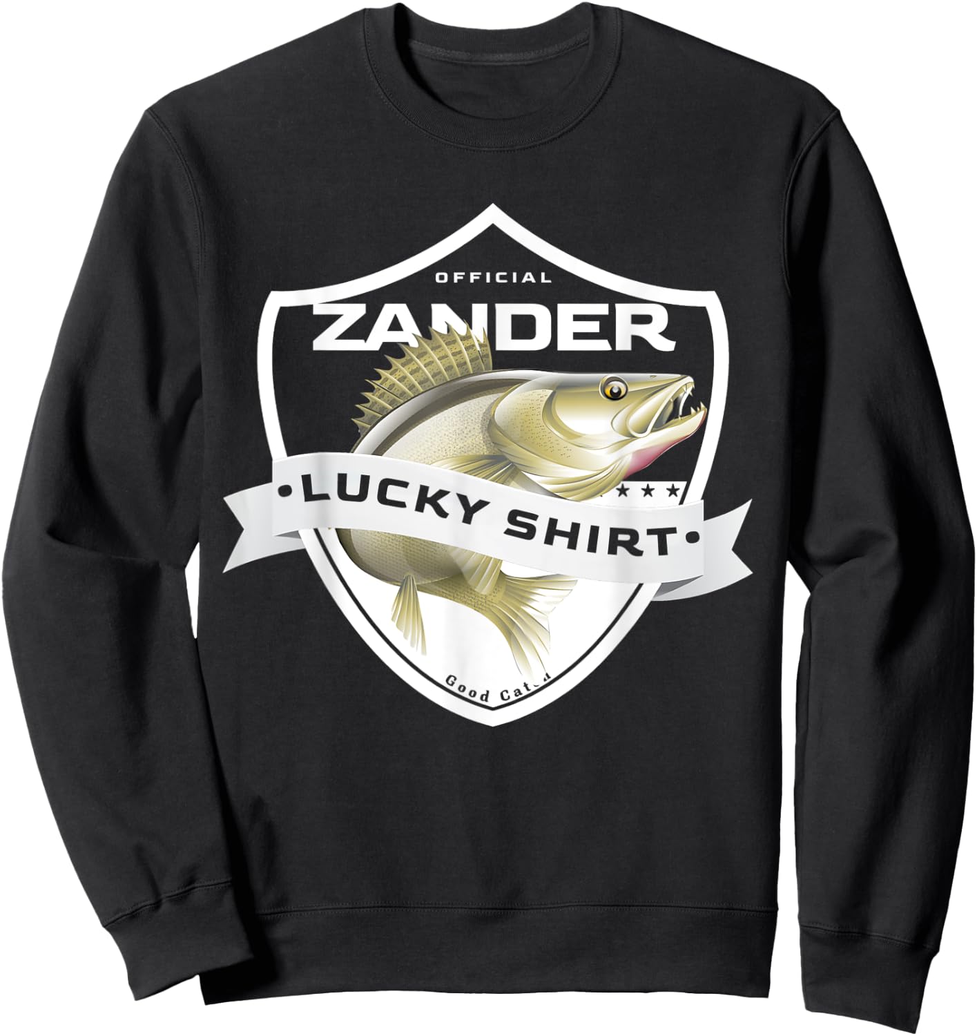 Pikeperch Lucky Shirt Funny Accessories to Zander Fishing Sweatshirt - Sweatshirt | Black