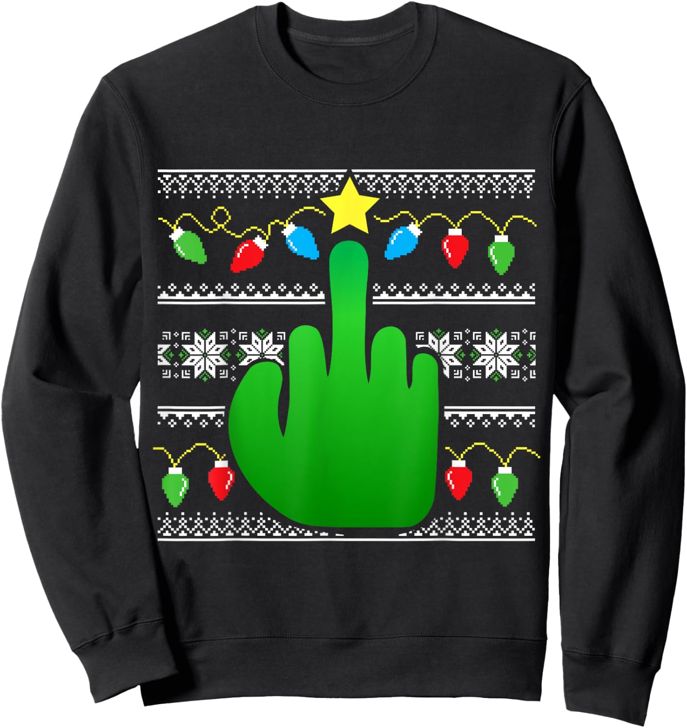 Inappropriate Ugly Christmas Sweater Style Funny Sweatshirt - Sweatshirt | Black