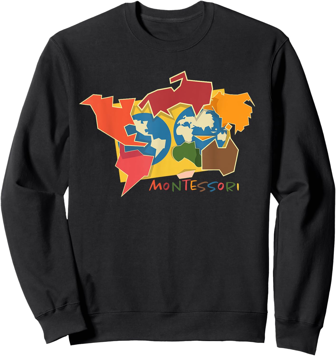 Montessori continent map Sweatshirt - Sweatshirt | Black