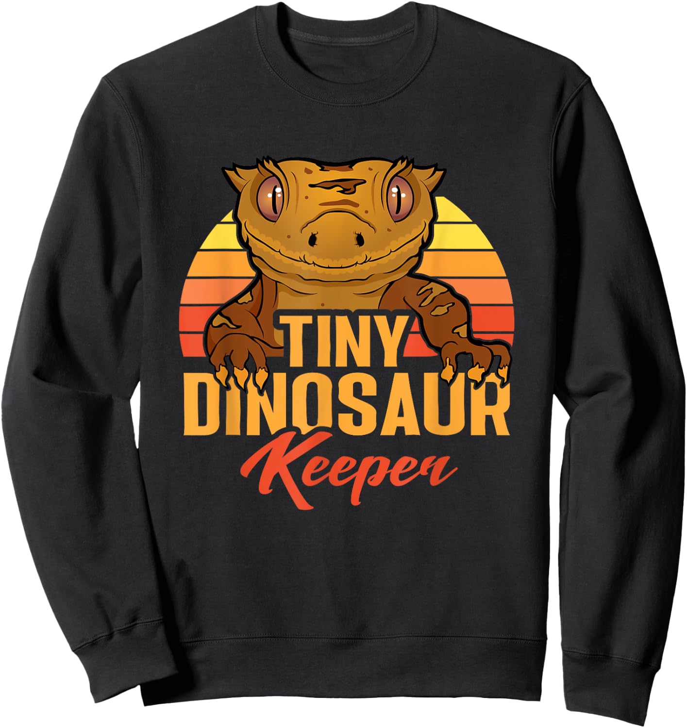 Retro Crested Gecko Tiny Dinosaur Keeper Herpetologist Sweatshirt - Sweatshirt | Black