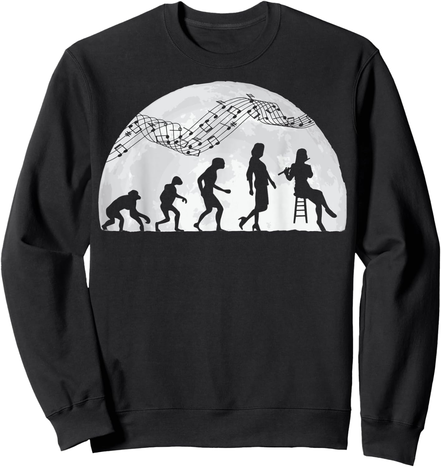 Flute player evolution flutist classical music Sweatshirt - Sweatshirt | Black