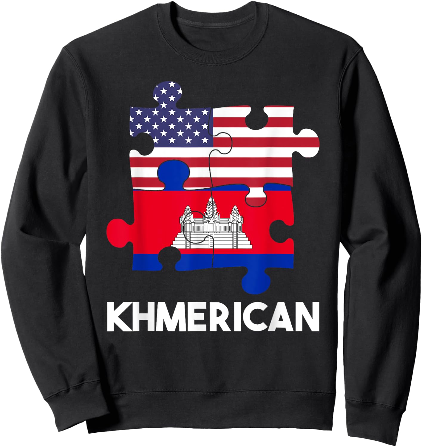 Cambodia Cambodian Khmer Proud Flag America American DNA Sweatshirt - Sweatshirt | Black