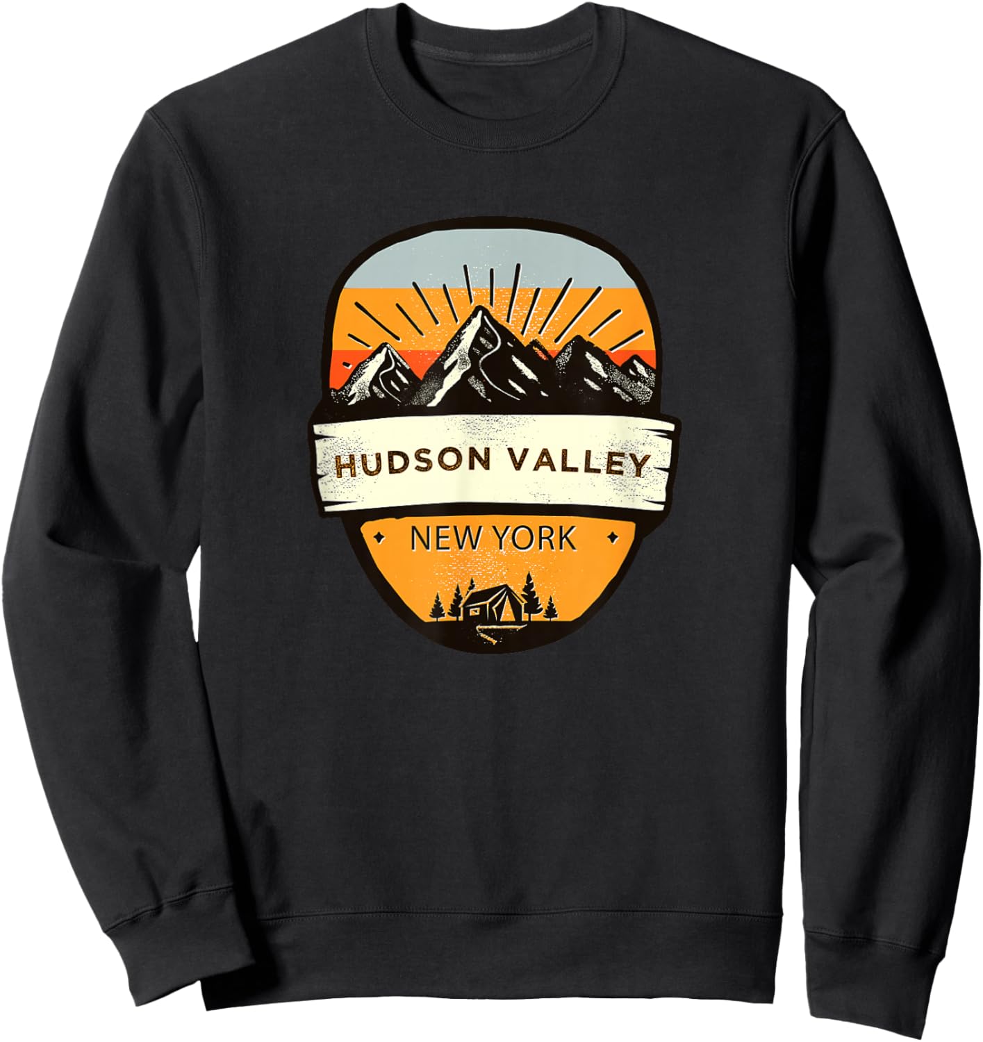 Retro Vintage Hudson Valley, New York Souvenir Sweatshirt - Sweatshirt | Black