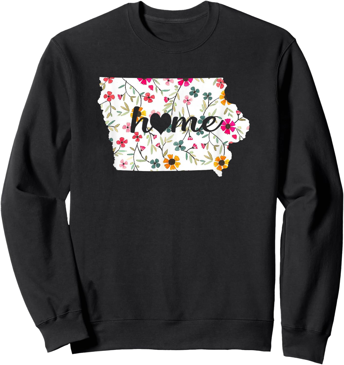 Floral Iowa Home Sweatshirt - Sweatshirt | Black