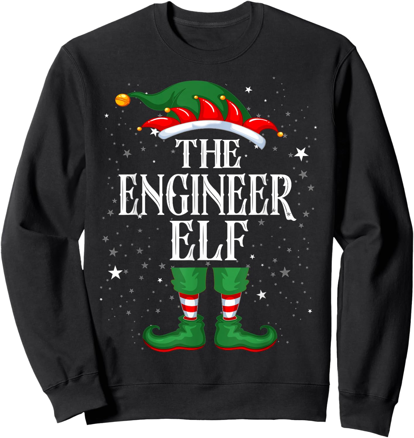 Christmas Elf Matching Family Group Funny The engineer Elf Sweatshirt - Sweatshirt | Black