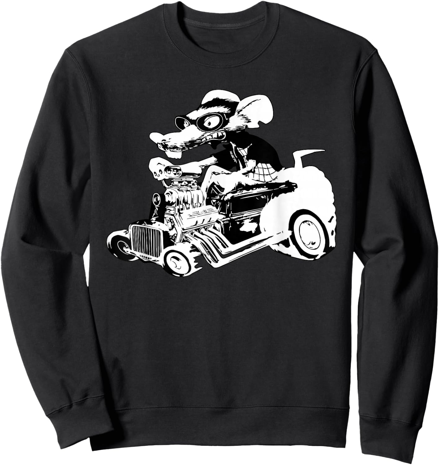 Rat Rod Shirt Rat on top of Hot Rod Gift Sweatshirt - Sweatshirt | Black
