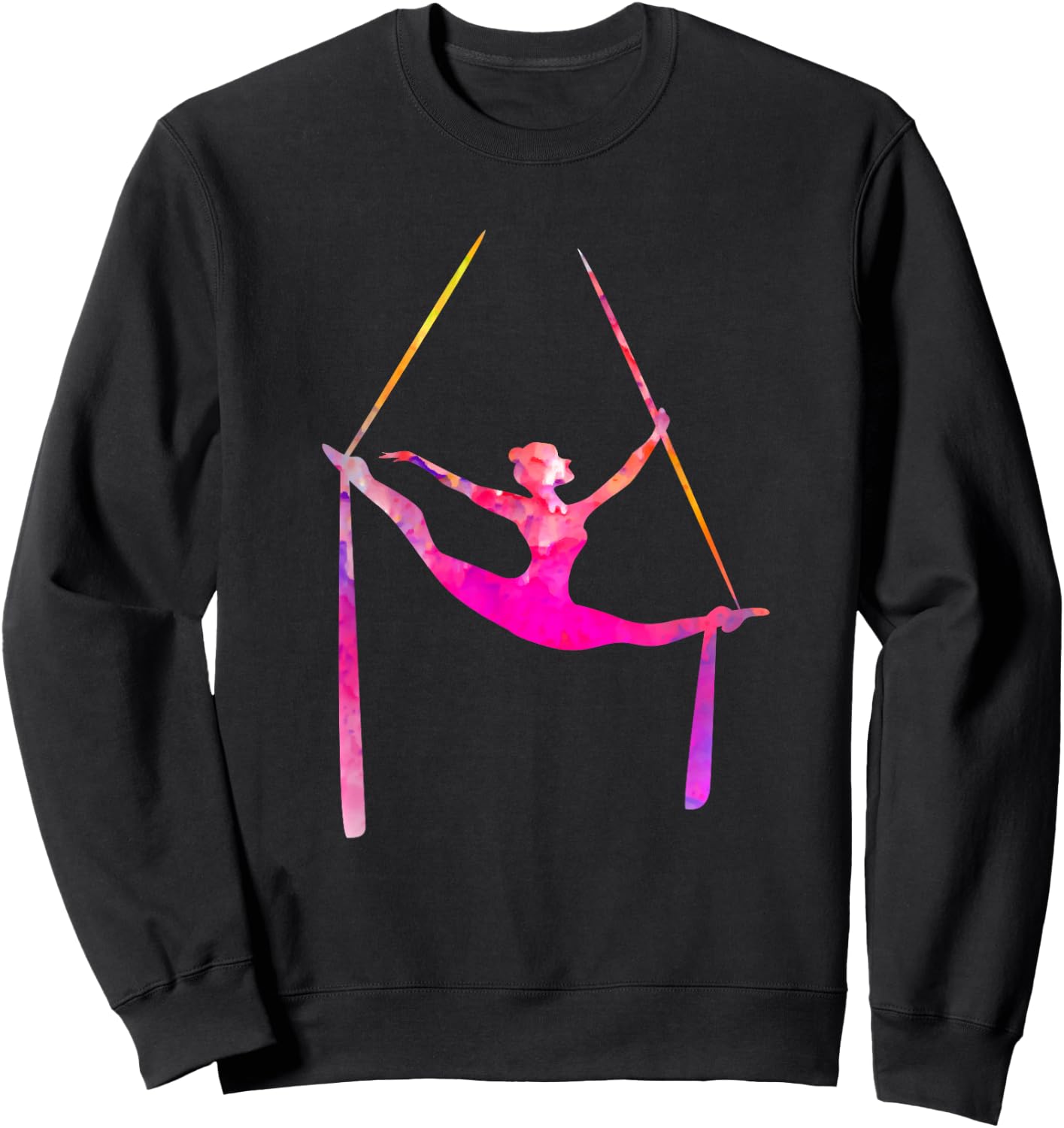 Aerial Silk Dancer Air Yoga Silhouette Aerialist Sweatshirt - Sweatshirt | Black