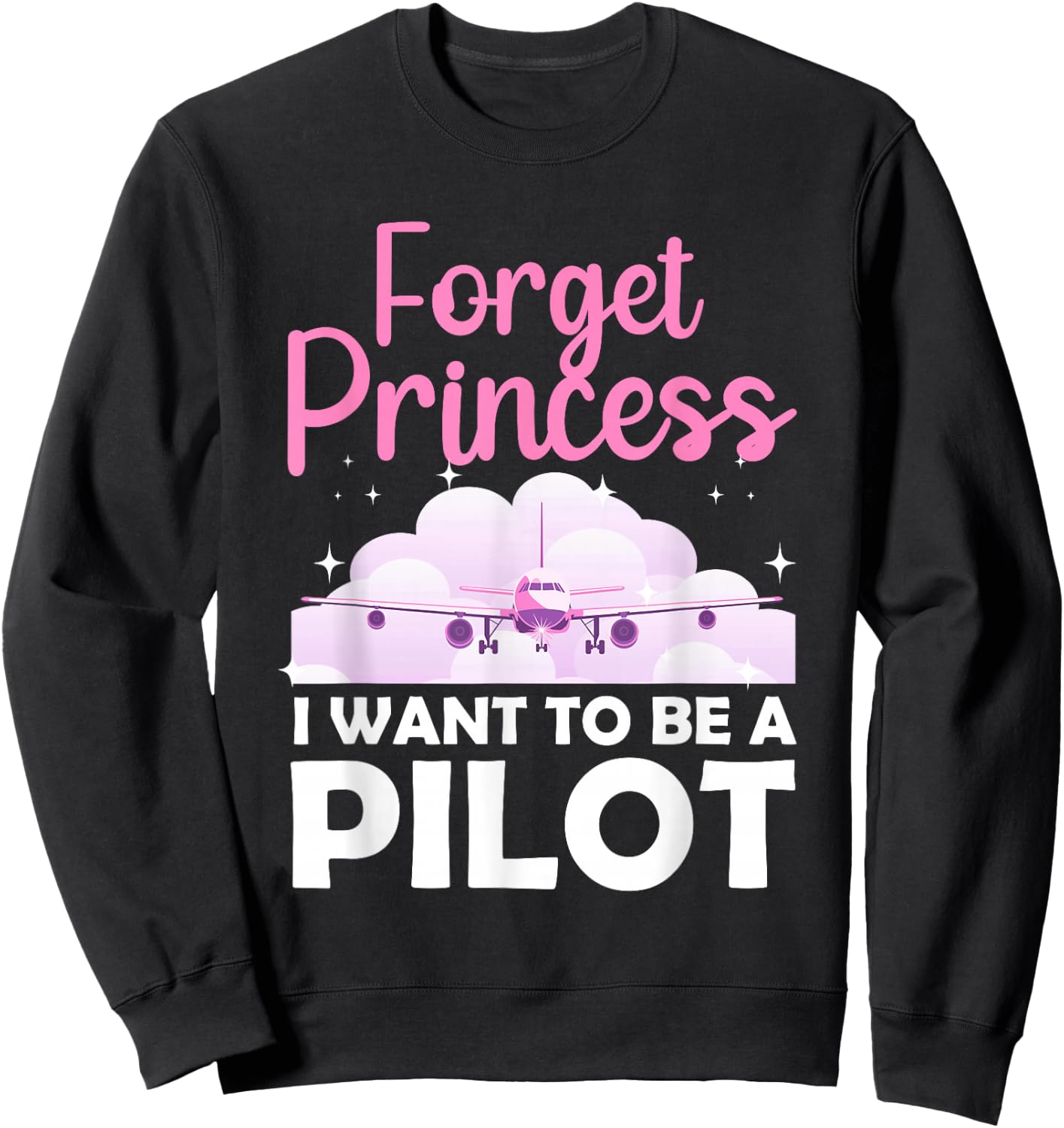 Funny Future Pilot Art Girl Airplane Aviator Plane Sweatshirt - Sweatshirt | Black