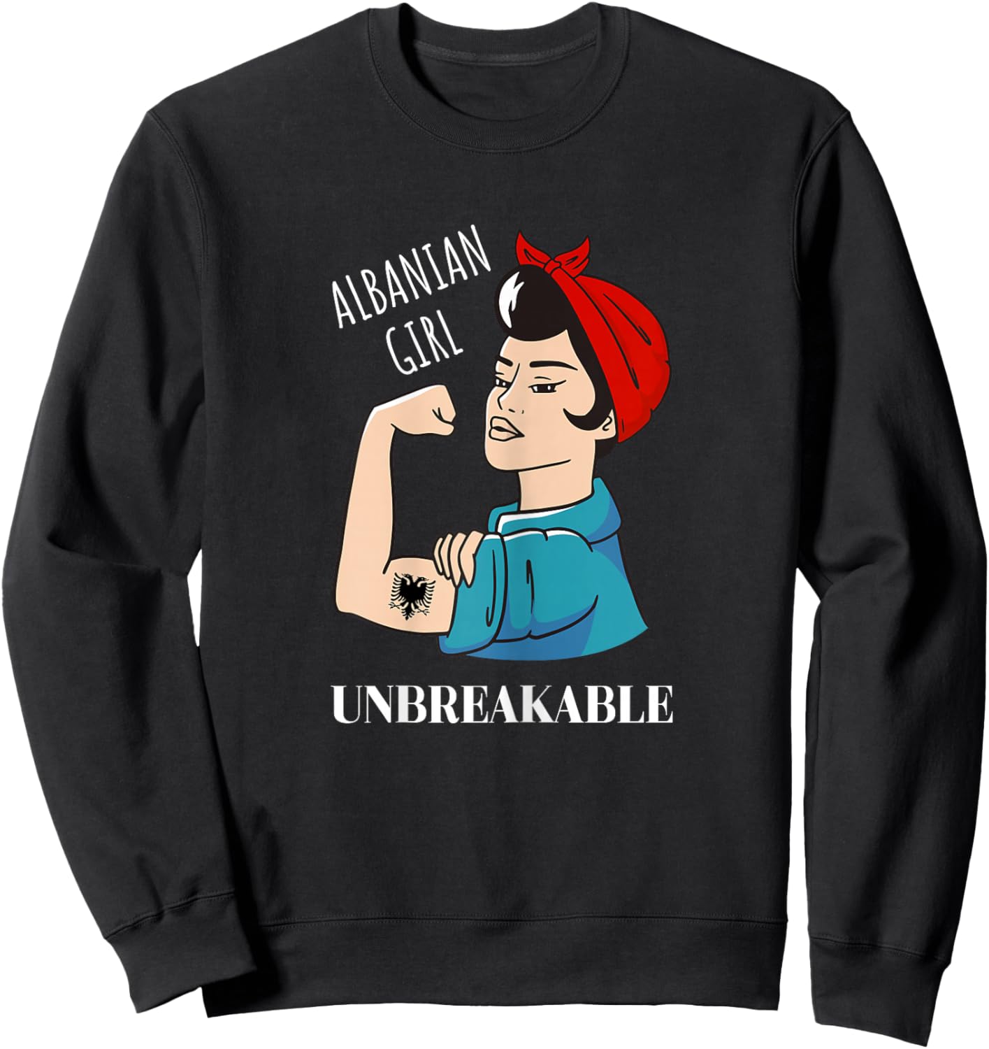 Albanian Girl Unbreakable Heritage Albania Eagle Sweatshirt - Sweatshirt | Black