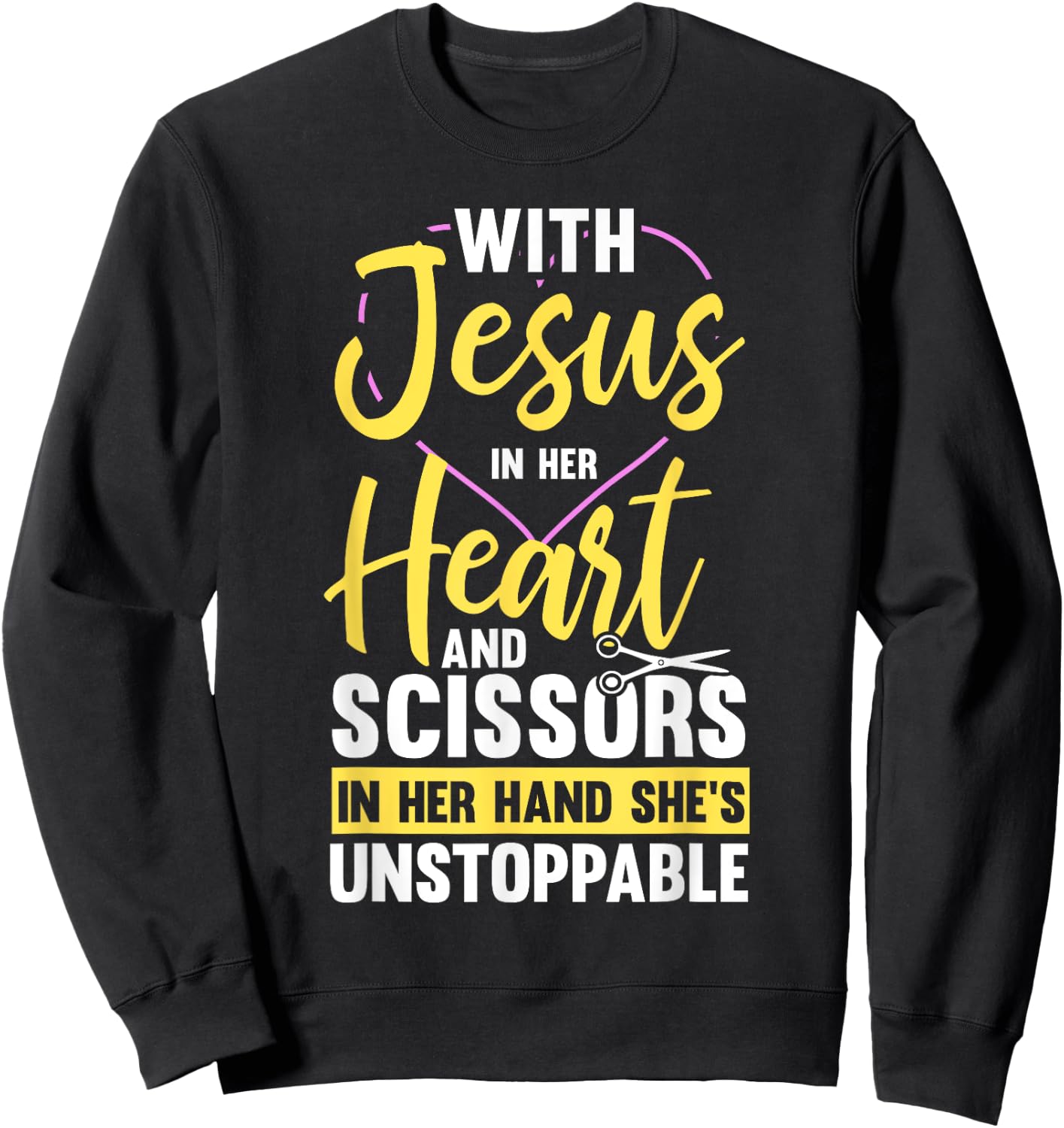 Hairdresser Shirt Jesus In Heart Scissor Hairstylist Sweatshirt - Sweatshirt | Black
