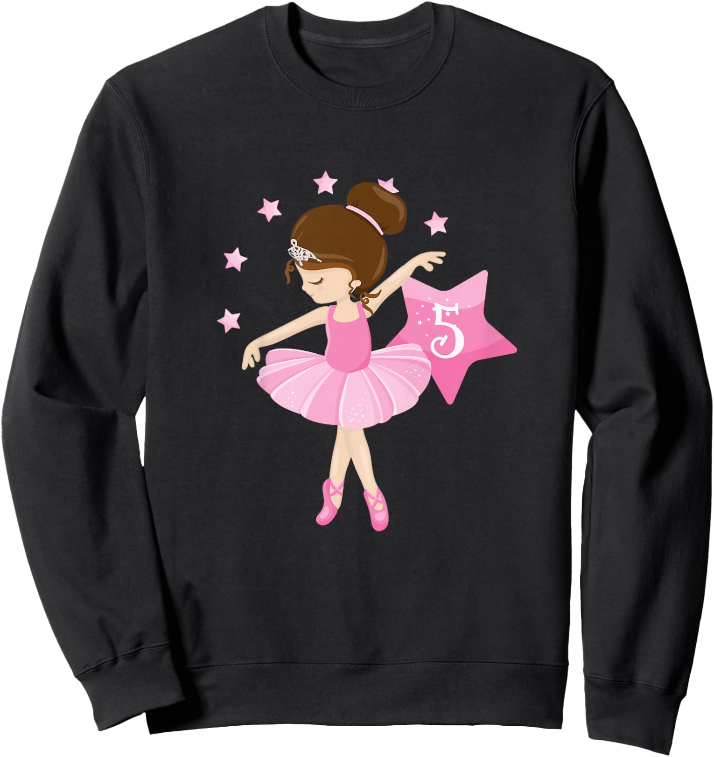 Kids Kids 5th Birthday Ballerina Gift 5 Year Old Girls Sweatshirt - Sweatshirt | Black