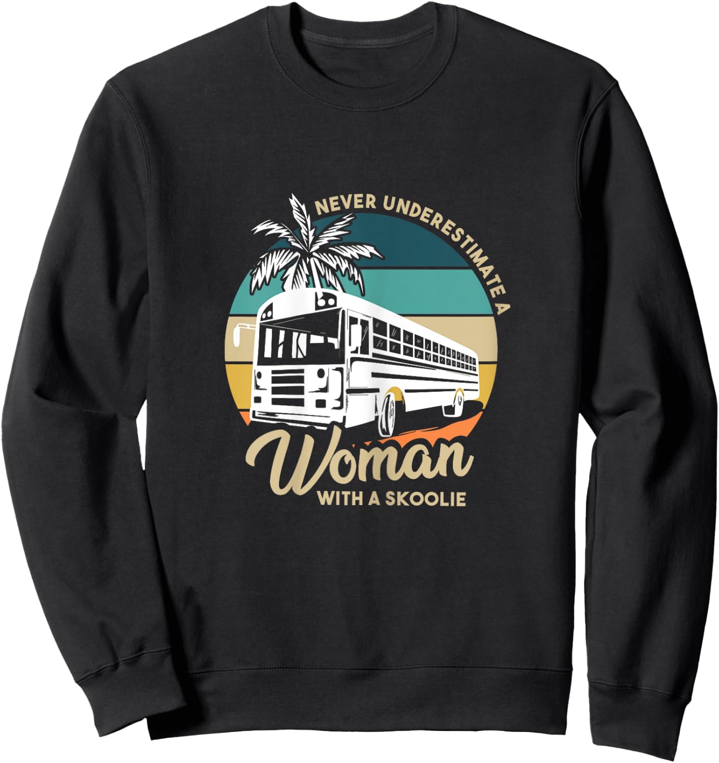 Vintage Camping Bus Design for a Skoolie Owner Sweatshirt - Sweatshirt | Black