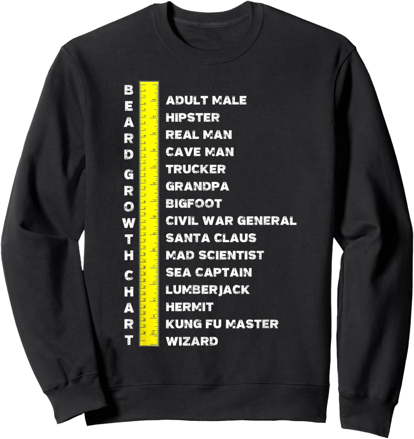 Beard Length Growth Chart Ruler Gifts Outfit Sweatshirt - Sweatshirt | Black