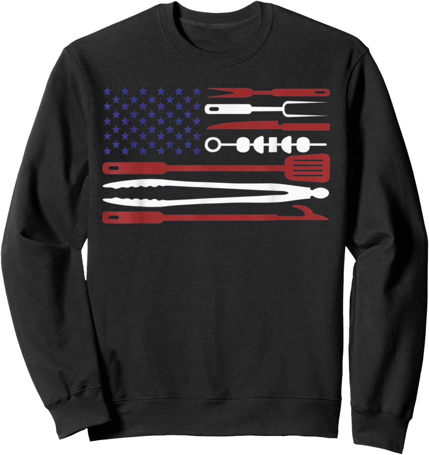 BBQ Tool Set 4th of July US Flag USA Independence Day Sweatshirt - Sweatshirt | Black